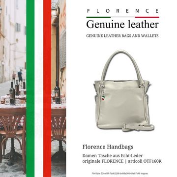FLORENCE Handtasche Florence Umhängetasche Damen Handtasche (Handtasche), Damen Leder Handtasche, Umhängetasche, hellgrau ca. 38cm