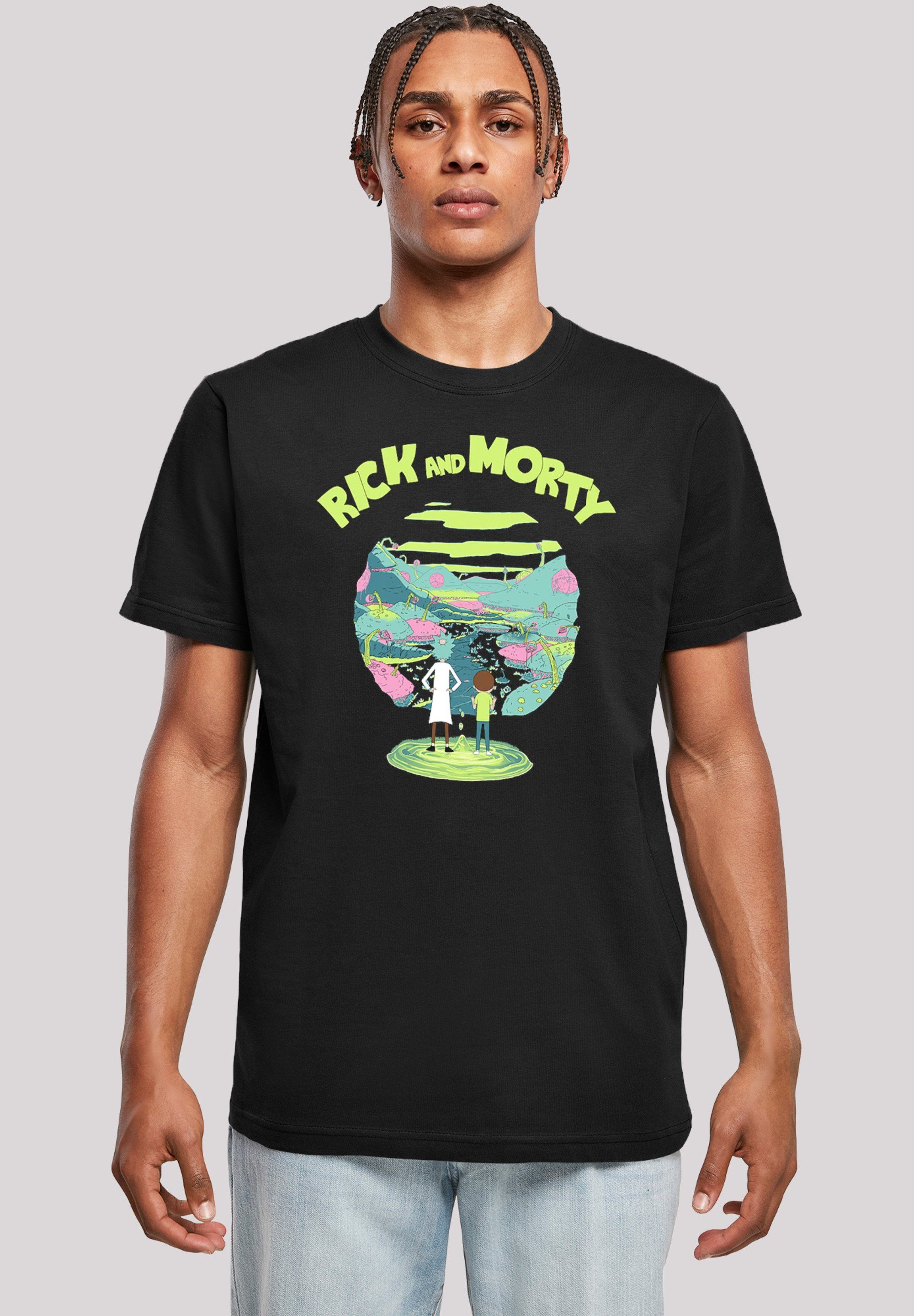 F4NT4STIC T-Shirt Rick and Morty Portal Herren,Premium Merch,Regular-Fit,Basic,Bedruckt schwarz