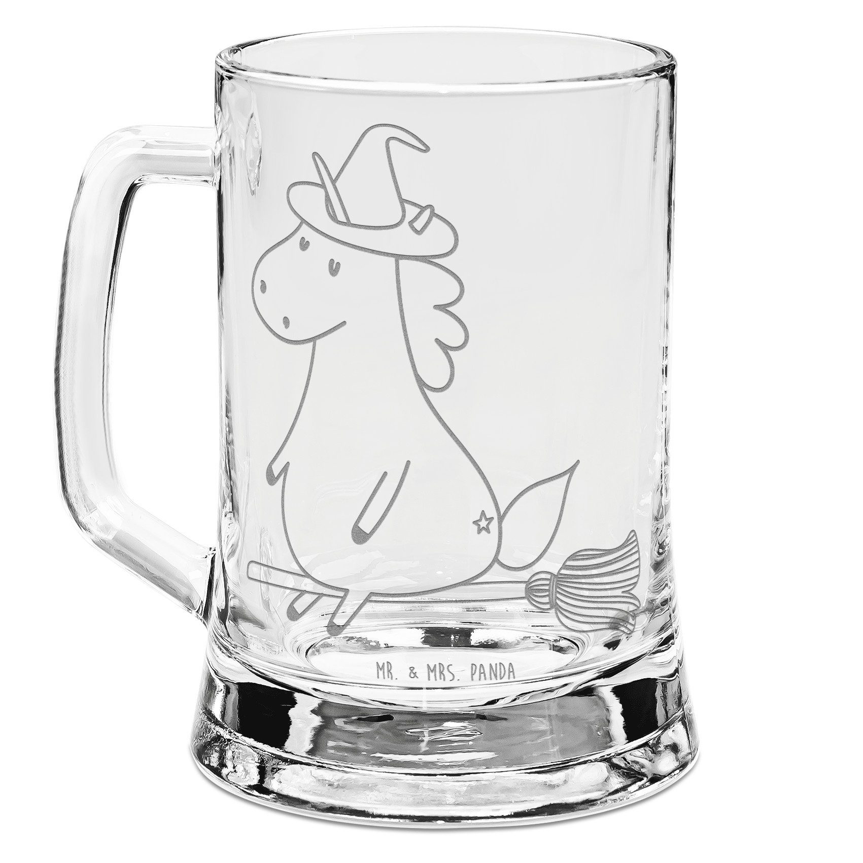 Mr. & Mrs. Panda Bierkrug Einhorn Hexe - Transparent - Geschenk, Pegasus, Unicorn, Bierkrug, Eh, Premium Glas, Elegantes Design