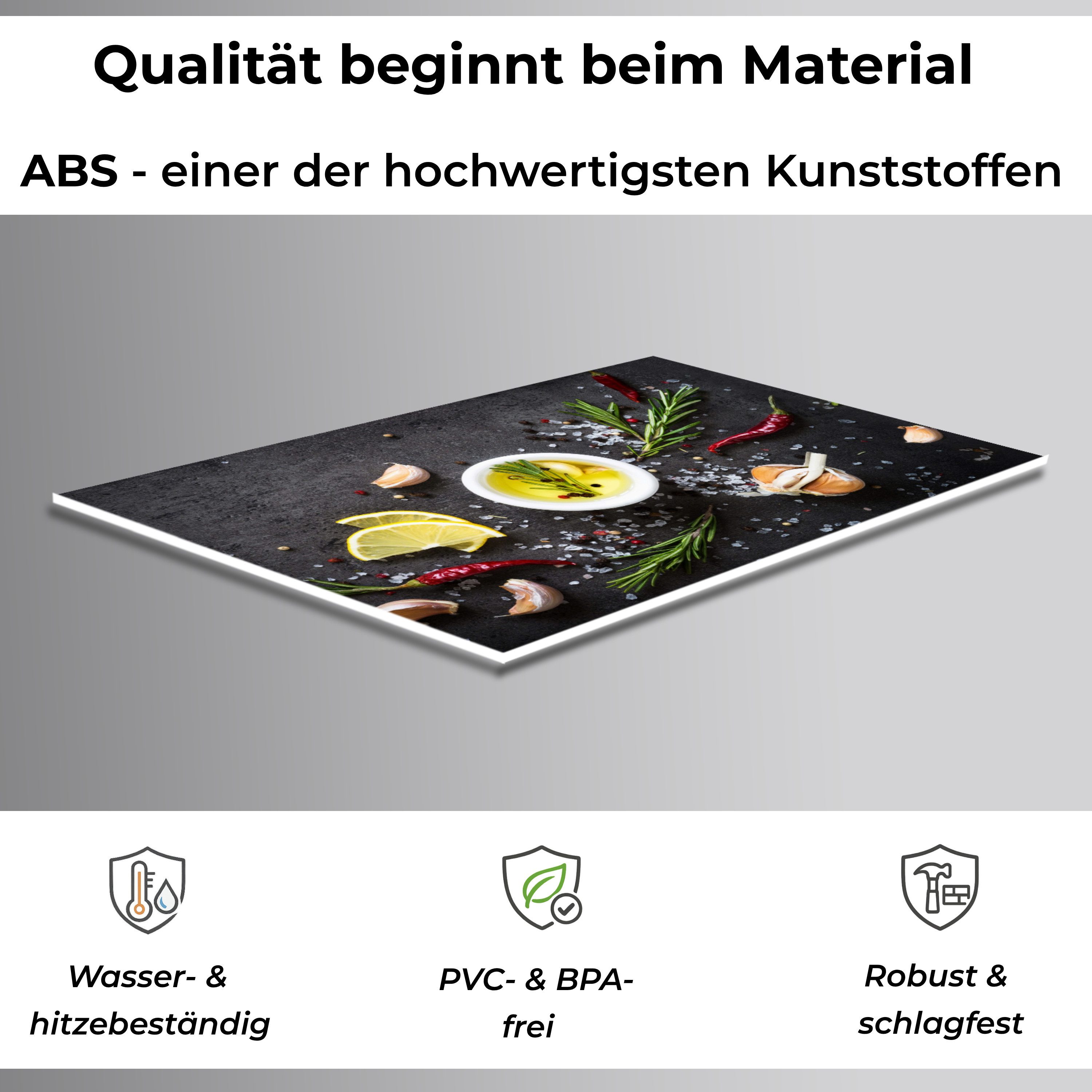 Rodnik Küchenrückwand Gewürze, monolithische ABS-Platte mit Direktdruck, formstabil und langlebig