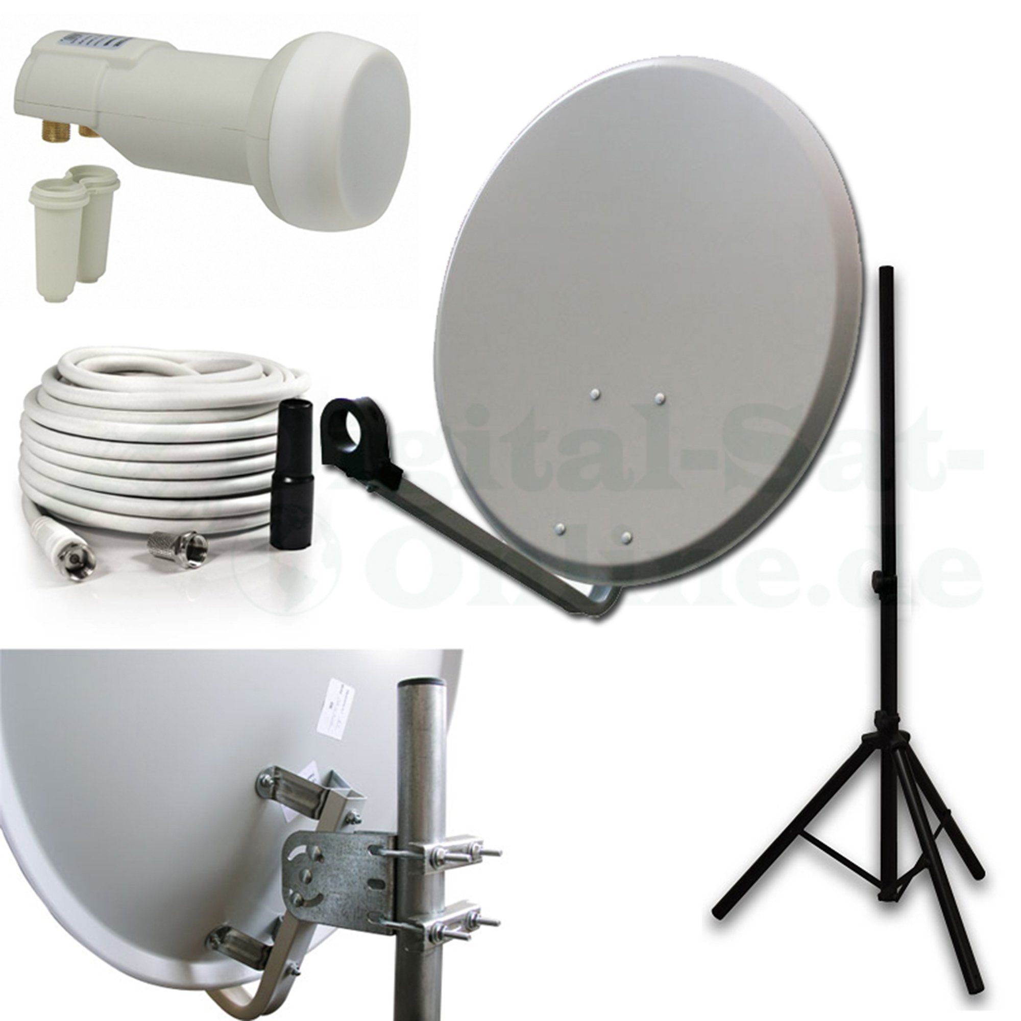 Sat Camping Kit 60 inkl. Twin LNB + 10m Kabel - Wetterbeständig SAT-Antenne