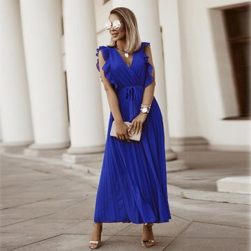 BlauWave Off-Shoulder-Kleid Sommerkleid Damen ärmellos Midikleid Freizeit (1-tlg., Strandkleid Abendkleid Partykleid) Geeignet für tägliche Reisen