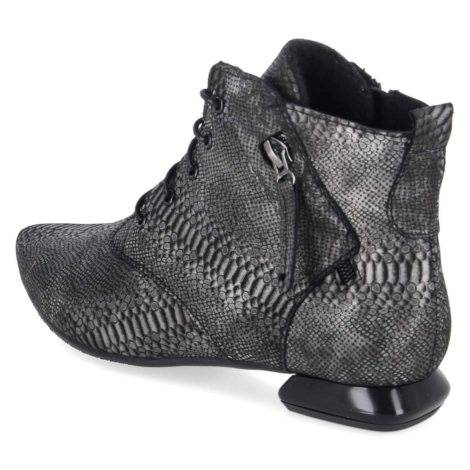 Simen Simen 8614A Schwarz Grau Damen Rauleder grey Schnürstiefel