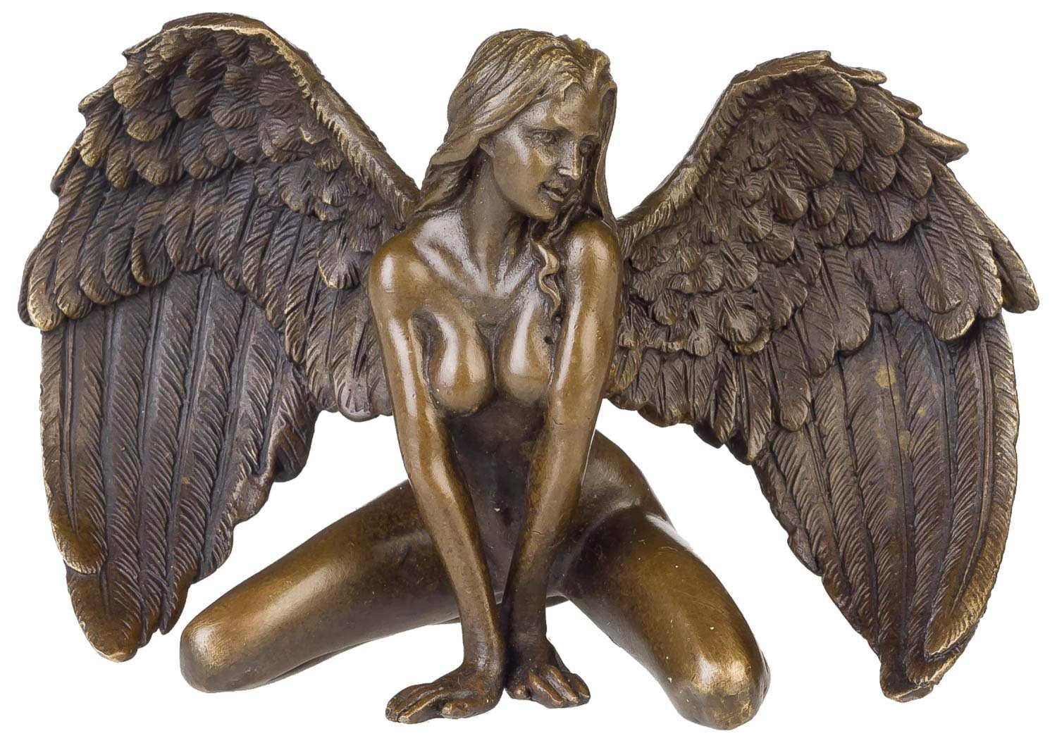 Aubaho Skulptur Bronzeskulptur Bronze Figur Bronzefigur Engel Akt Frau  Skulptur Antik-Stil