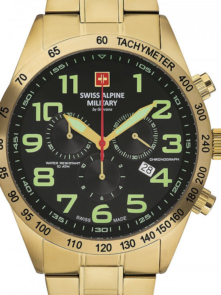 Swiss Alpine Military Quarzuhr Swiss Chronograph Alpine 7047.9114 45mm 10ATM Military