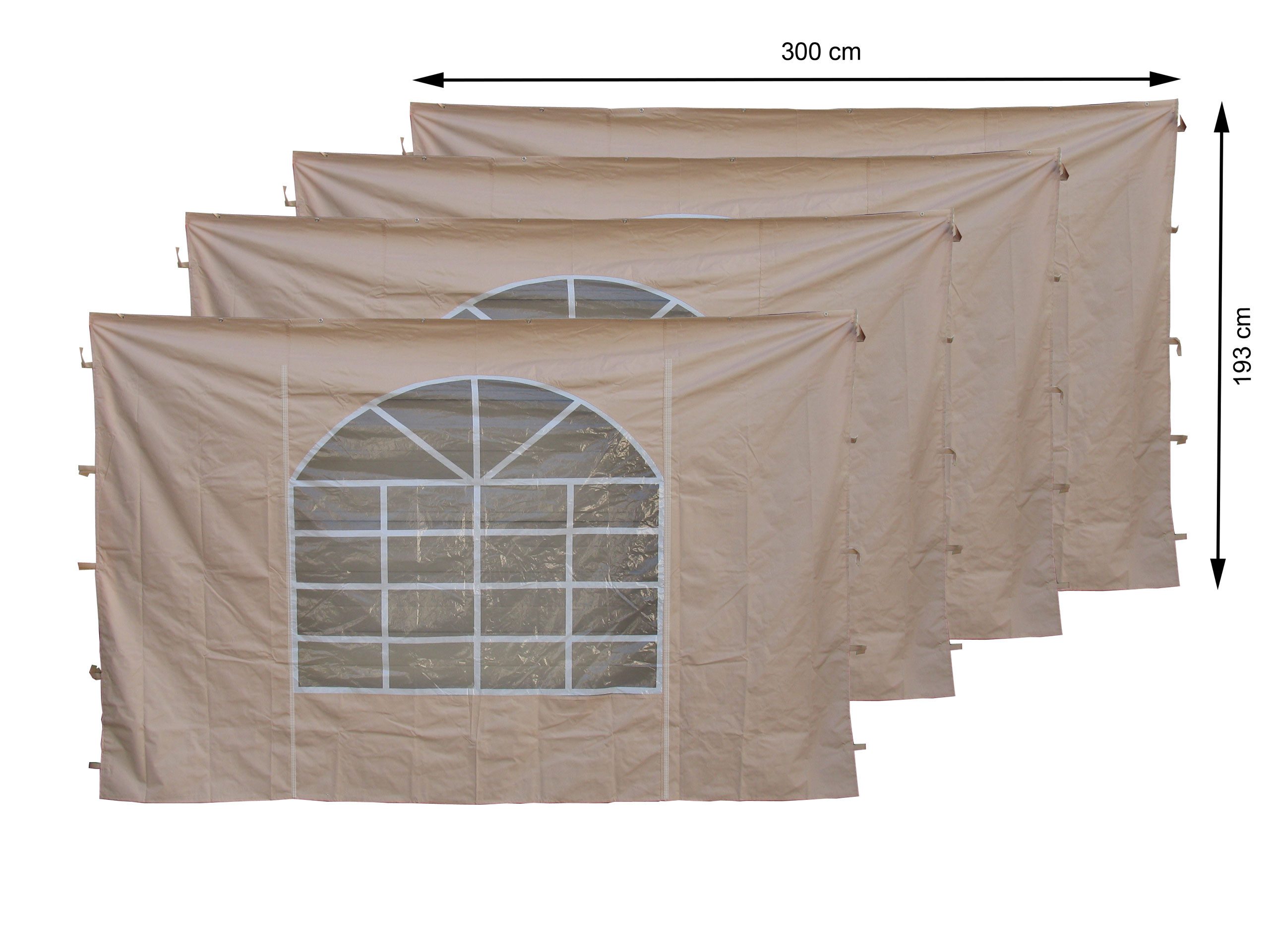 Quick Star Pavillonseitenteil 4 Seitenteile mit PVC Fenster 300x193cm Sahara 3x3m, 300x193 cm, 4 Seitenteile mit PVC Fenster 300x193cm Beige, Passend für Pavillons der Größe 3x3 Meter und Sahara Pavillon 3x3m