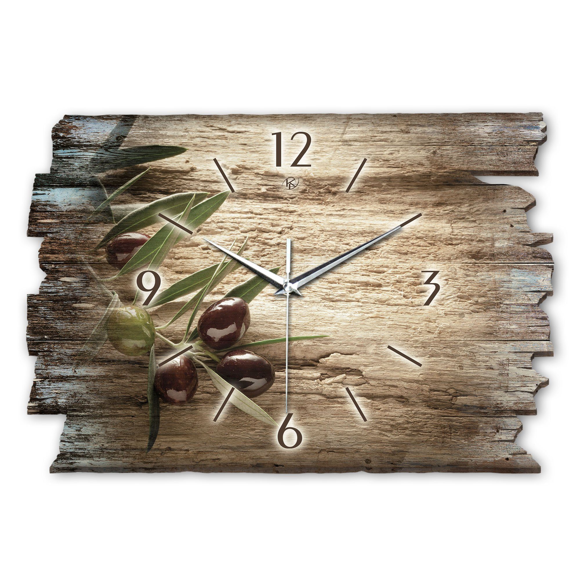 Kreative Feder Wanduhr Design-Wanduhr „Oliven“ aus Holz im Shabby Style Des günstig online kaufen