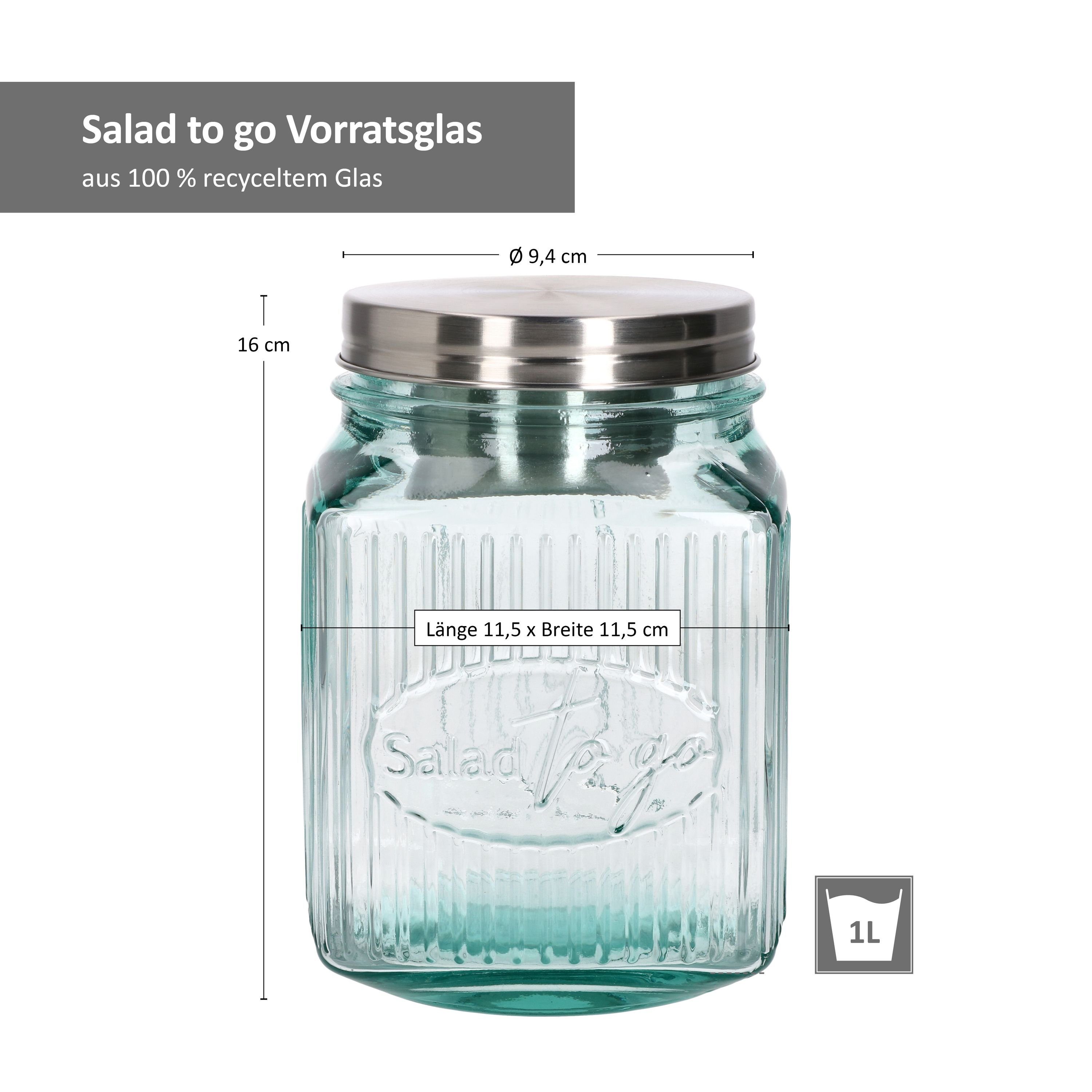 MamboCat Vorratsglas 2er Set Salad Vorratsglas to 125cl, go Glas 11,5x11,5