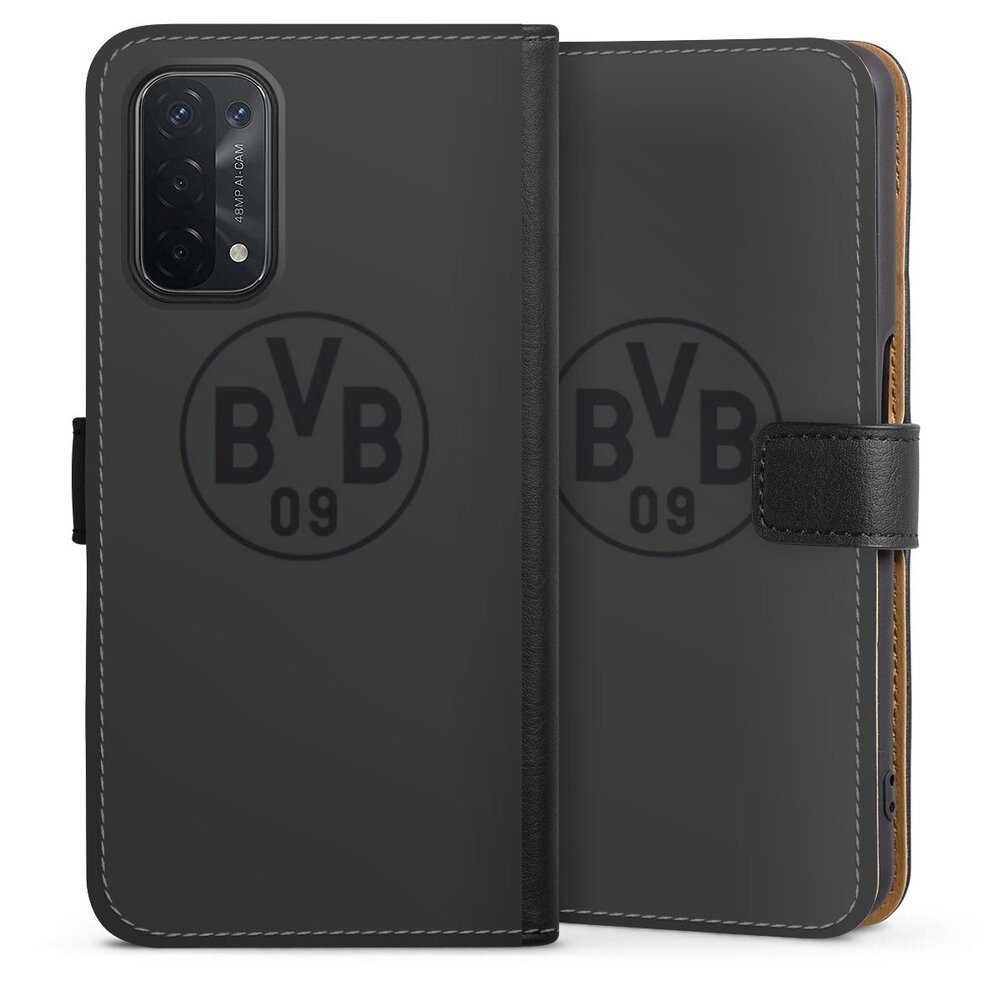 DeinDesign Handyhülle Borussia Dortmund Logo BVB BVB Grau, Oppo A54 5G Hülle Handy Flip Case Wallet Cover Handytasche Leder