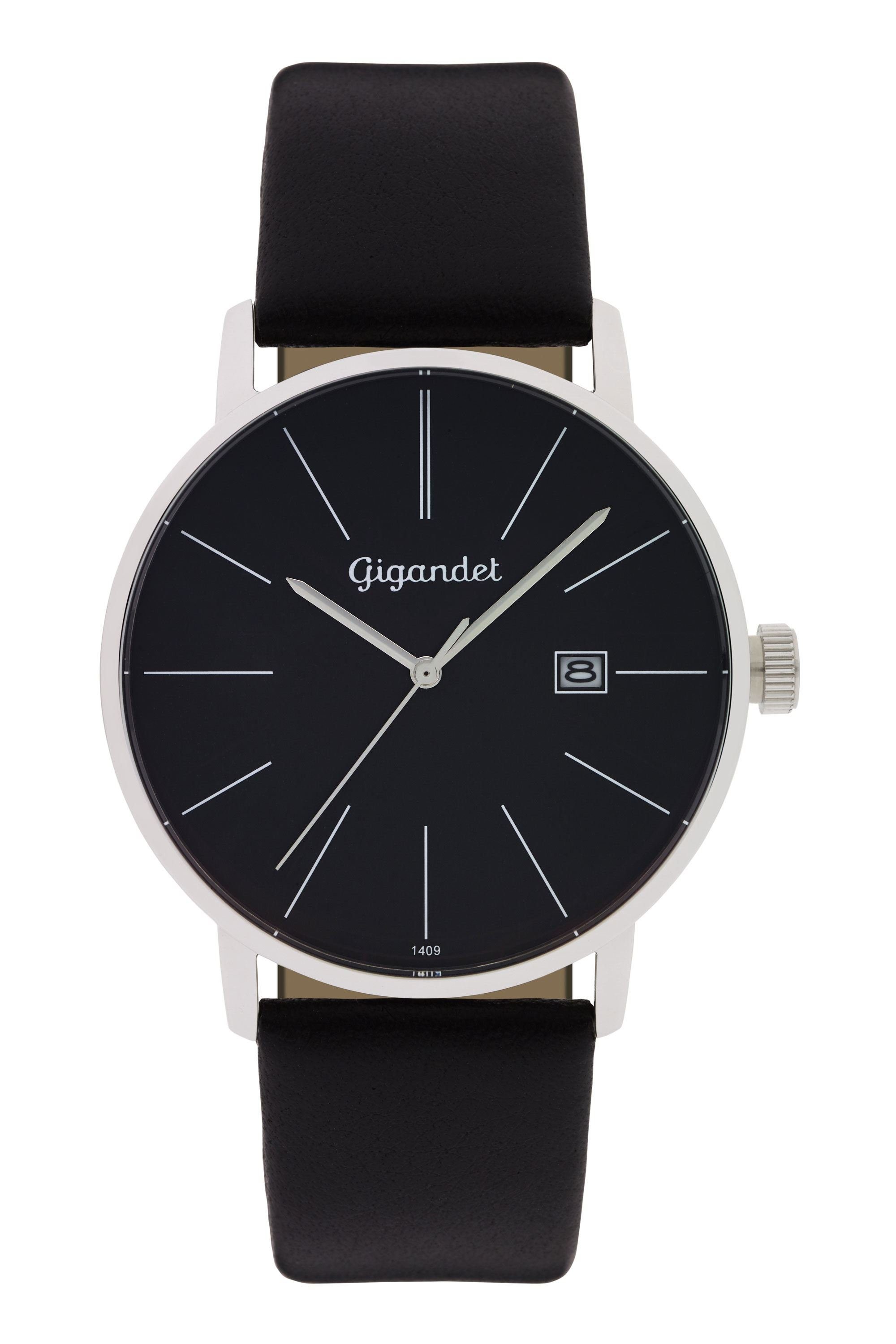 Gigandet Herrenuhr, Armbanduhr, Businessuhr, 42mm, MINIMALISM G42-002, Mineralglas, Datumsanzeige, Lederband, 3bar/30m wasserfest