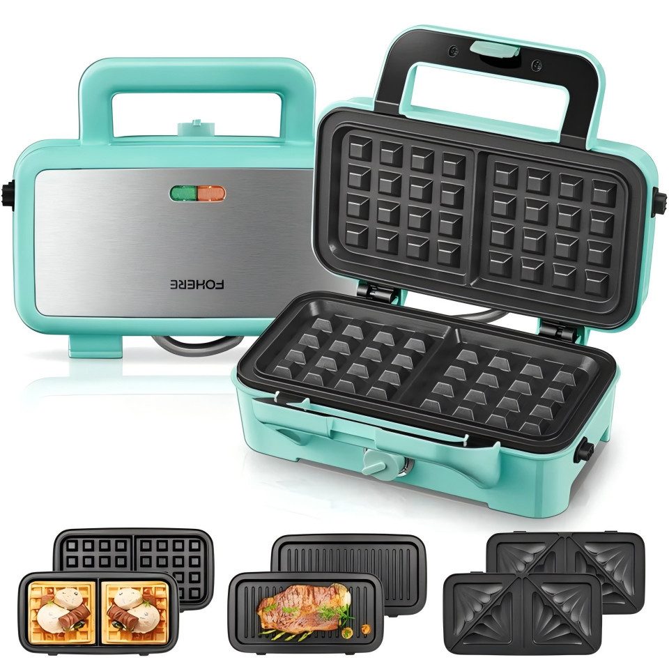 3-in-1-Sandwichmaker mit abnehmbaren Platten (Waffel, Panini, Sandwich)