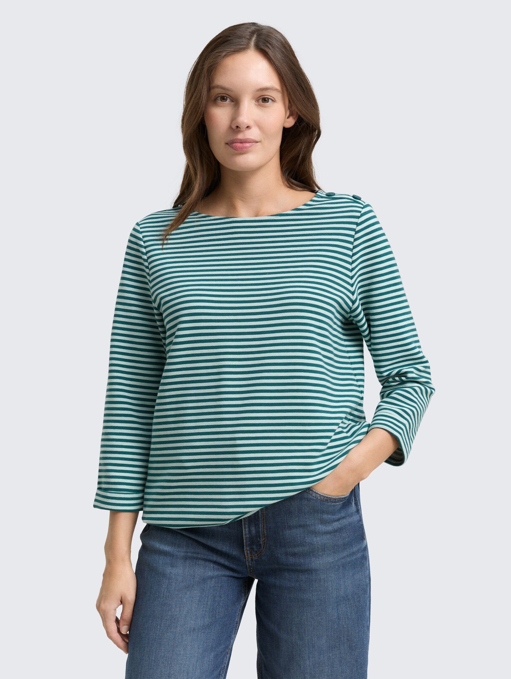 TOM TAILOR 3/4-Arm-Shirt T-Shirt Langarmshirt mit Knopf-Details günstig online kaufen
