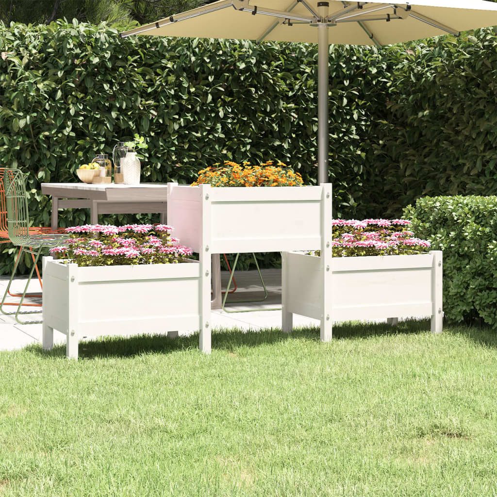 furnicato Hochbeet Pflanzgefäß aus Massivholz, 178,5 x 44 x 75 cm, Weiß