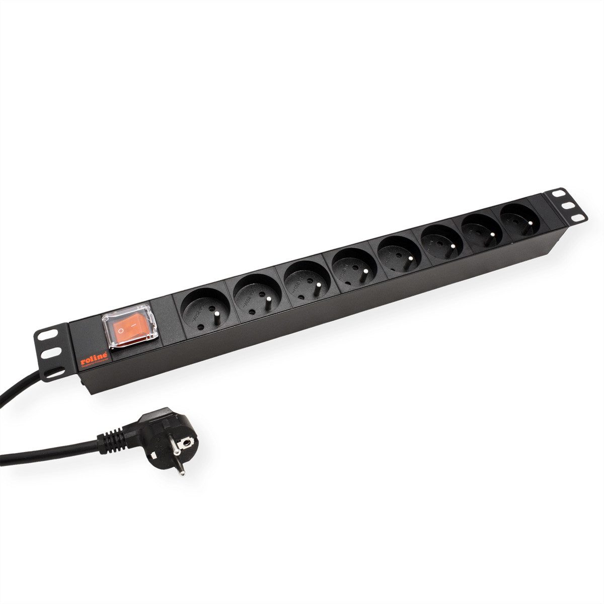 ROLINE 19-Zoll-Steckdosenleiste 8fach, mit Ein-/Aus-Schalter Steckdosenleiste (Kabellänge 1.8 m), UTE-Version
