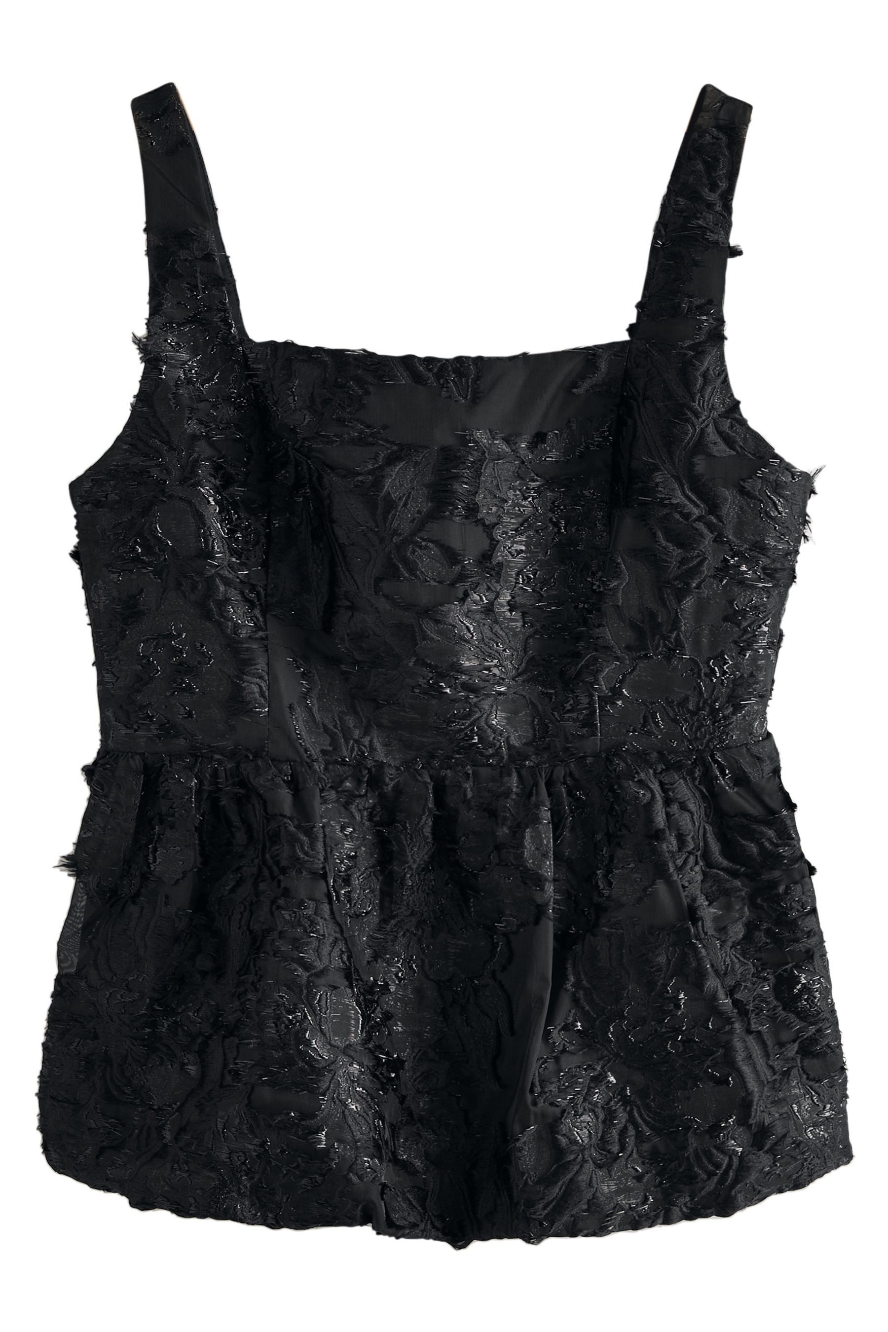 Next Blusentop Bauschiges Jacquard-Oberteil mit Schößchen (1-tlg)