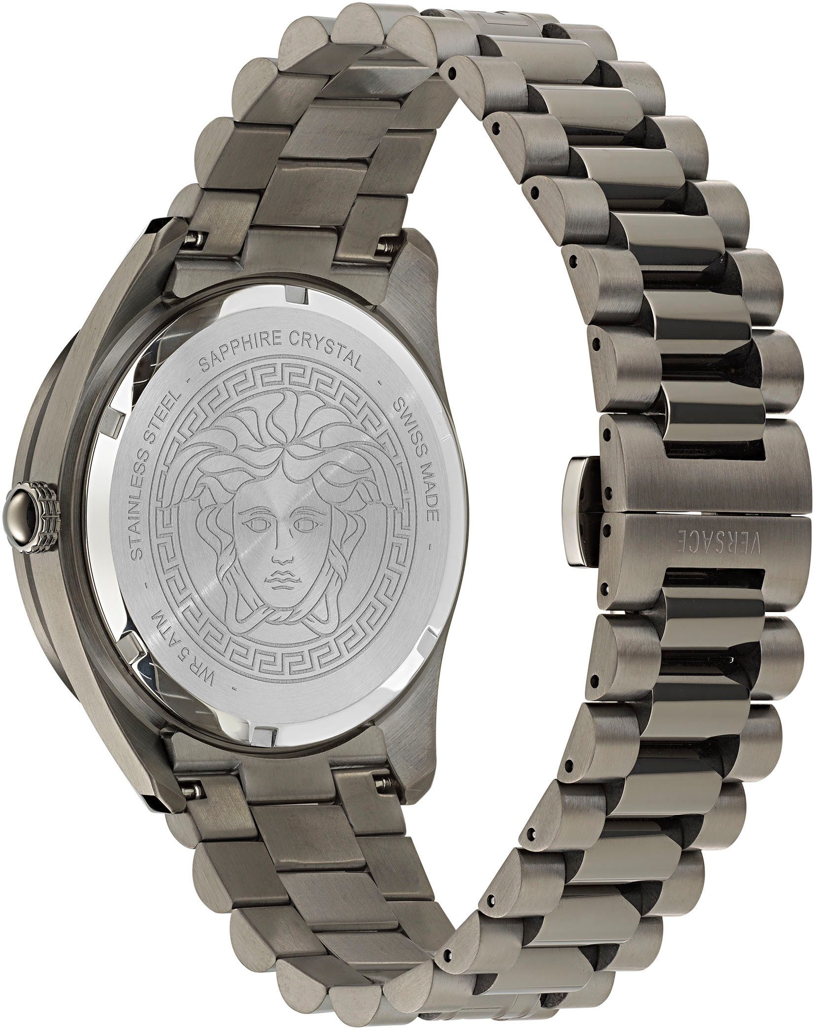 Versace Quarzuhr V-DOME VE8E00724, Armbanduhr, Herrenuhr, Swiss Made, Leuchtindizes (Zifferblatt), Datum