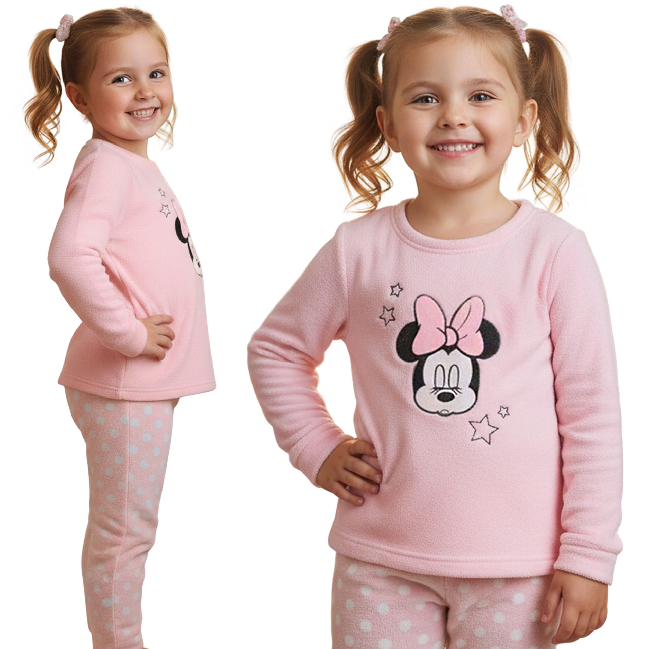 Pyjama Disney Minnie Mouse Pyjama rosa, Fleece zweiteilig, lange Ärmel
