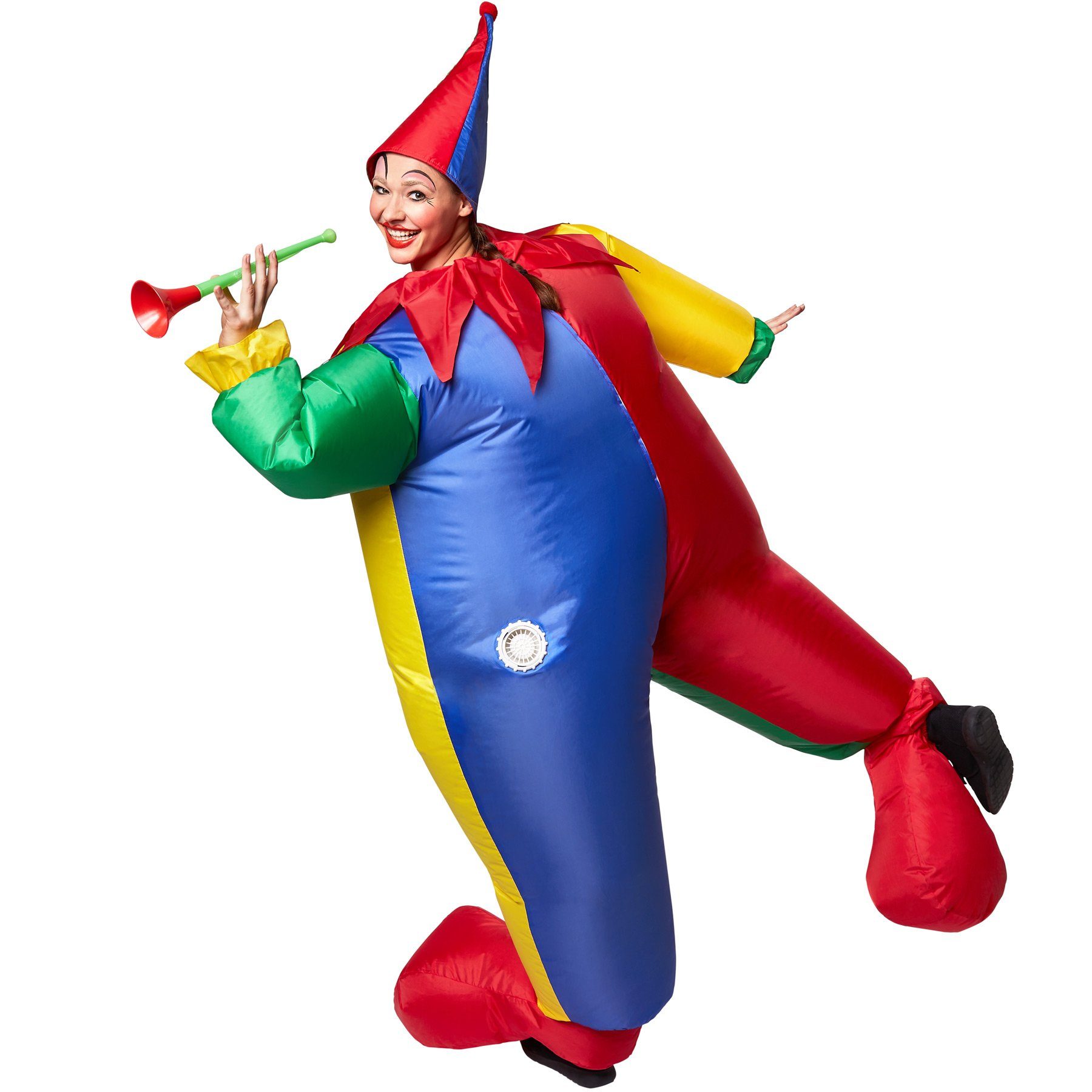 dressforfun Kostüm Selbstaufblasbares Kostüm Clown, Aus sehr leichtem, strapazierfähigem Polyester-Gewebe
