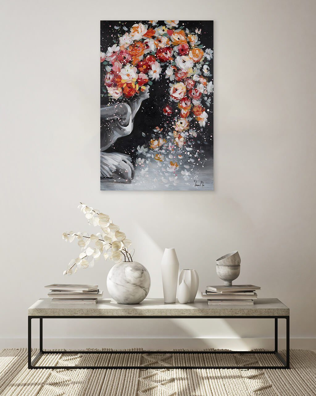 KUNSTLOFT Gemälde Tender Flower 60x90 cm, Leinwandbild 100% HANDGEMALT Wandbild Wohnzimmer