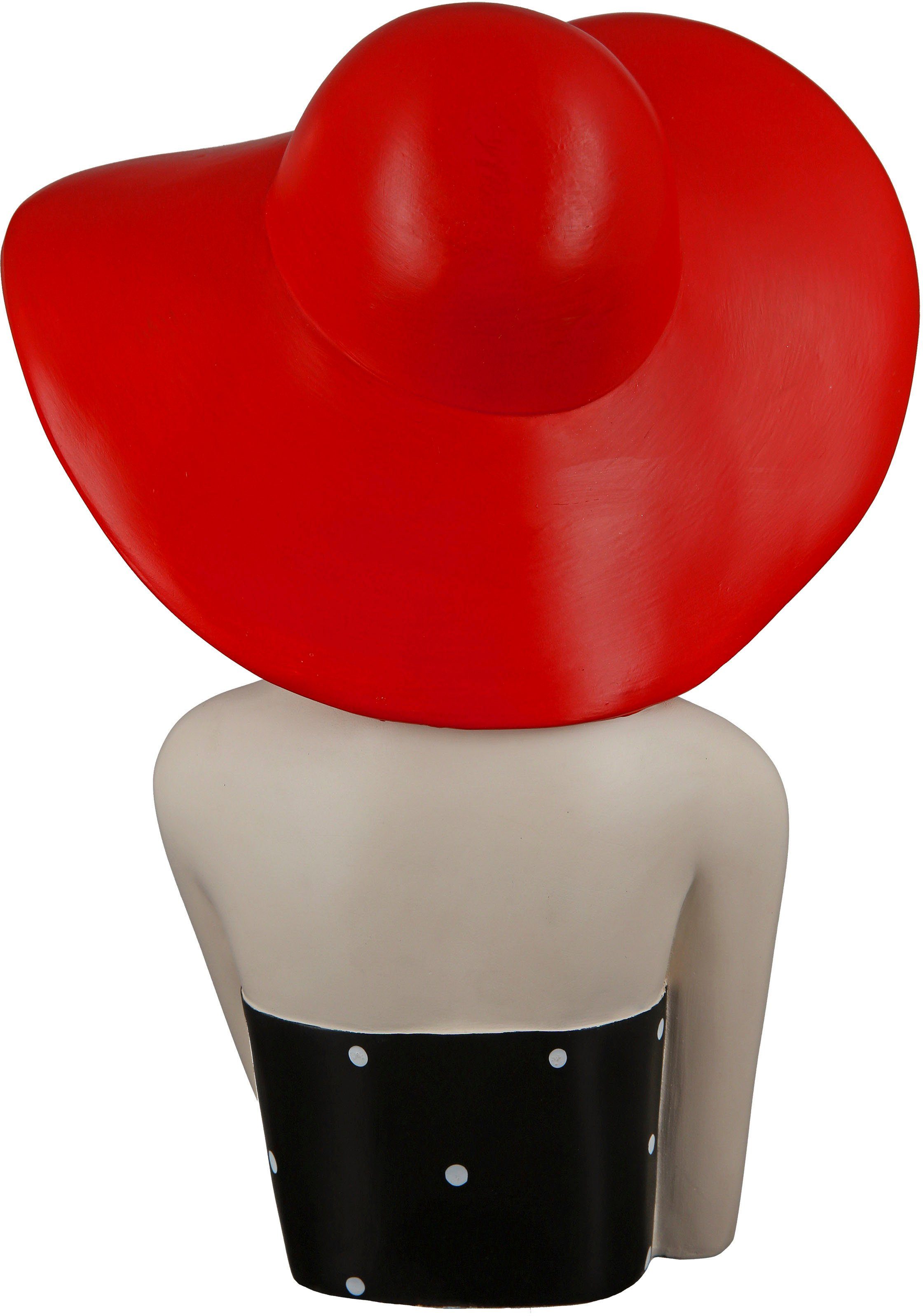 GILDE Dekofigur Figur Lady mit rotem Hut (1 St), Gepunktetes Kleid im 50er-Jahre-Stil, Skulptur – Bild 3 von 4