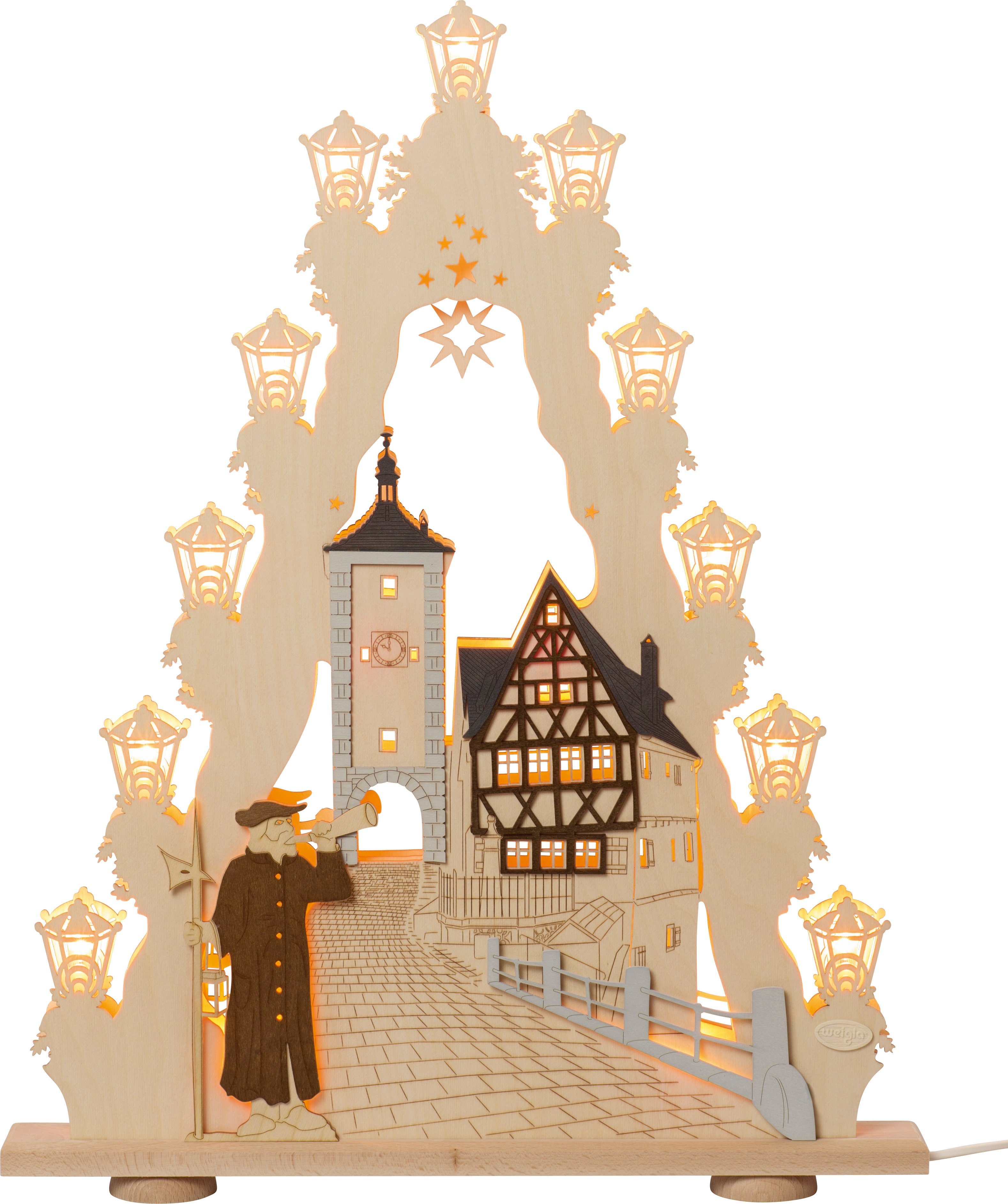 Weigla LED Lichterbogen Rothenburg ob der Tauber, Weihnachtsdeko (1-tlg), Lichterspitze, 15-flammig, mit 3D-Effekt