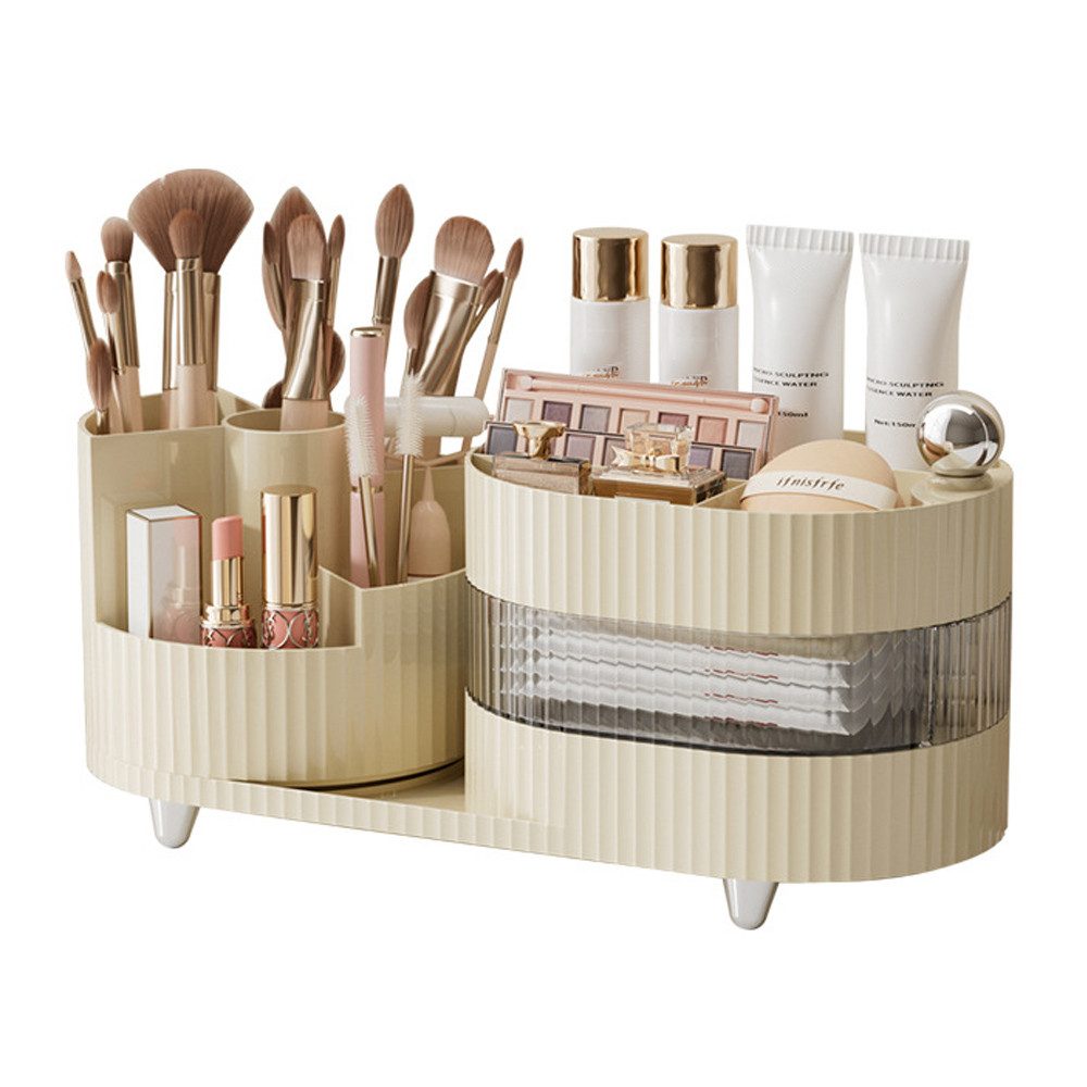 NUODWELL Make-Up Organizer Kosmetik Organizer, 360° Drehbarer Pinsel-Organisator mit Schubladen