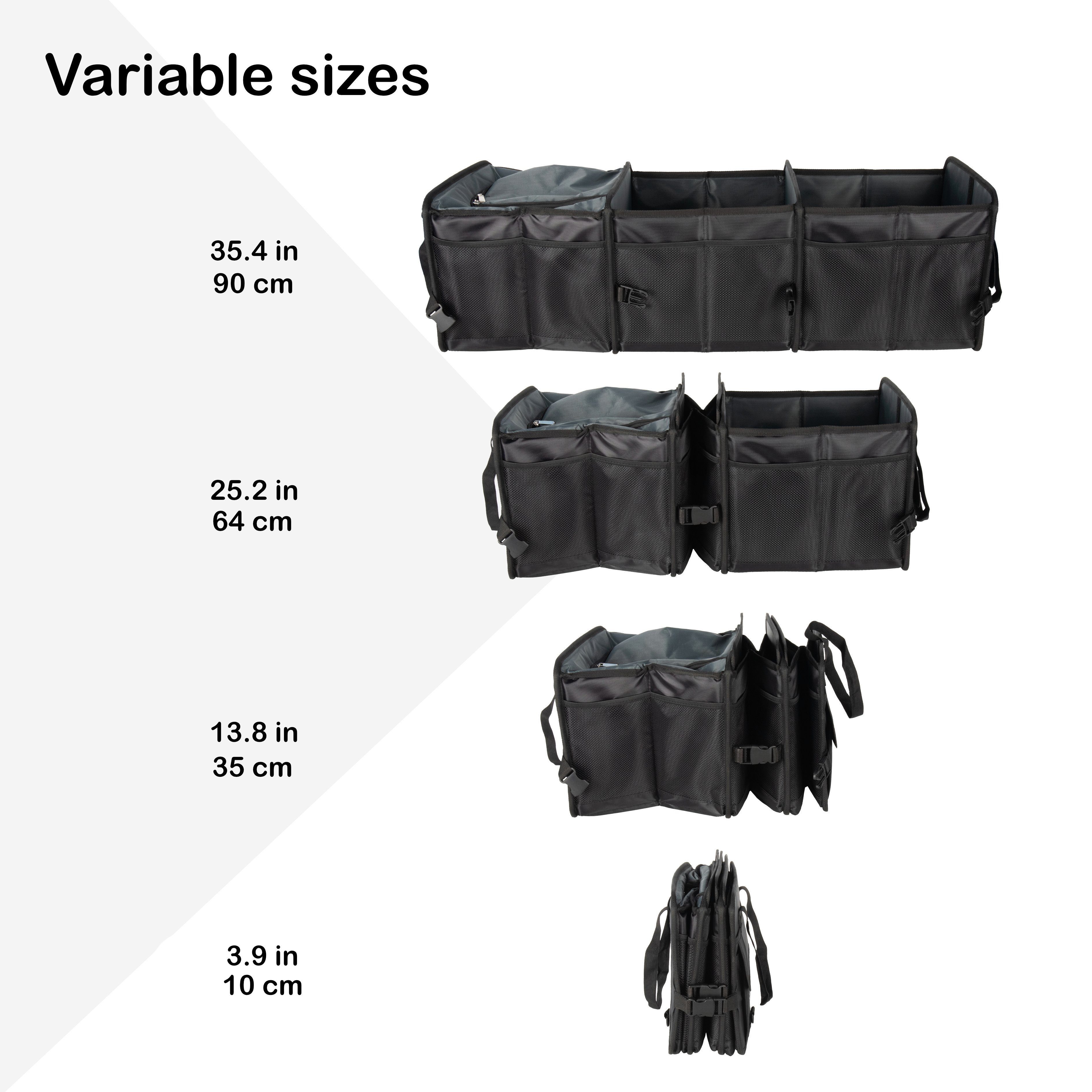 XXL, mit variabel faltbar, Faltbarer Tasche Kofferraum-Organizer RUBBERNECK Kofferraum Organizer Kühlfach, rutschfeste verstellbar, Unterseite Größe