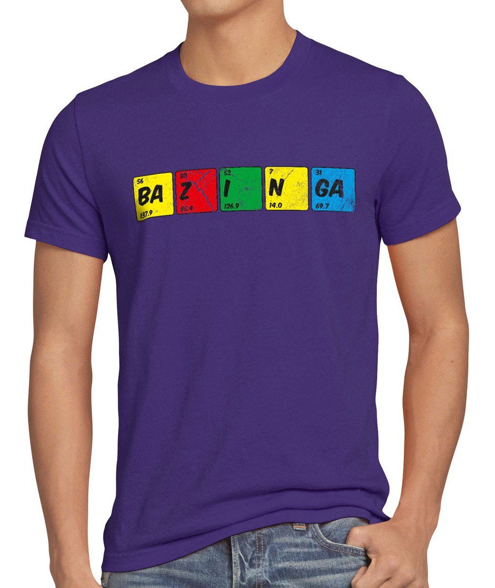 style3 Print-Shirt Herren T-Shirt Sheldon Periodensystem chemie theory cooper bazinga big bang tbbt lila