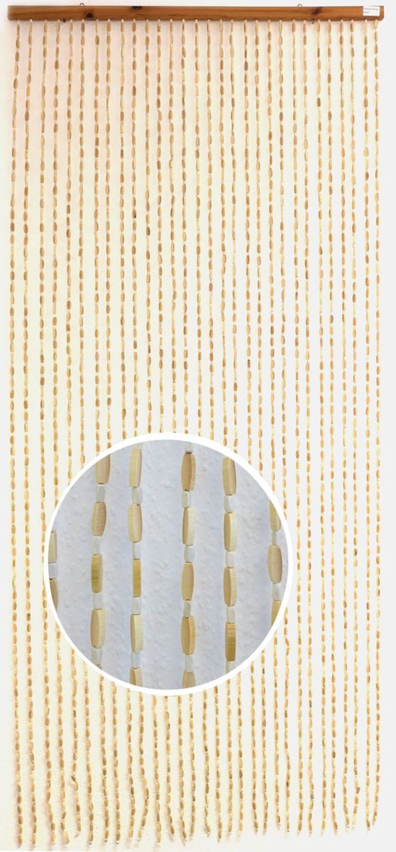 CONACORD Türvorhang Decona Sumatra Dekovorhang beige, Hakenaufhängung, halbtransparent, 90 x 200 cm, Bambus - hohe Strangdichte