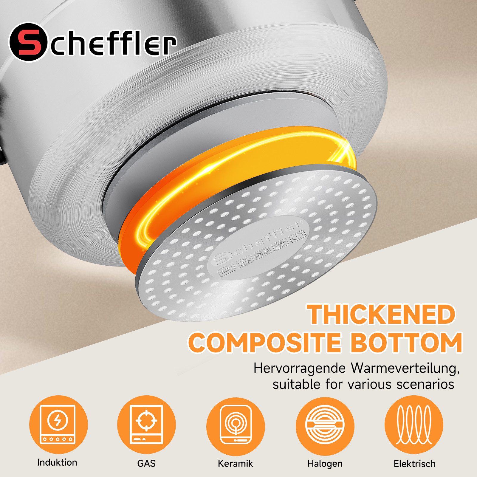 Scheffler Schnellkochtopf Dampfkochtopf Induktion, für alle Herdarten geeignet, Aluminium (3L/7L/11L/11L/15L, schnellkochtopf), Induktion