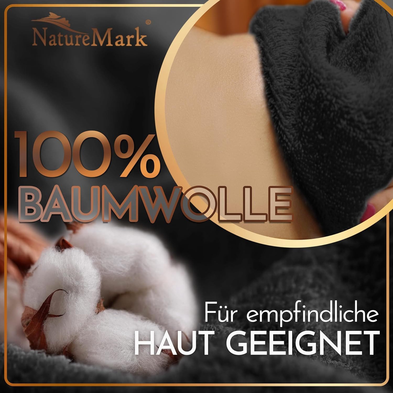NatureMark Saunatuch Frottier Saunatücher 80x200cm, 100% Baumwolle (2-St), Premium Qualität SAUNATUCH Sauna-Handtuch, 80x200cm, Schwarz – Bild 5 von 5