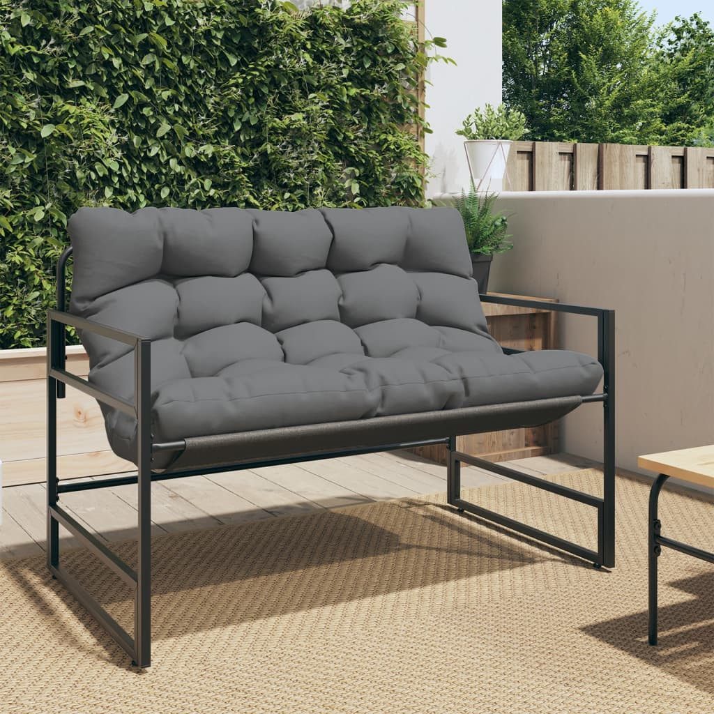vidaXL Gartenbank Gartenbank mit Kissen Anthrazit 113 cm Stahl (1-St)
