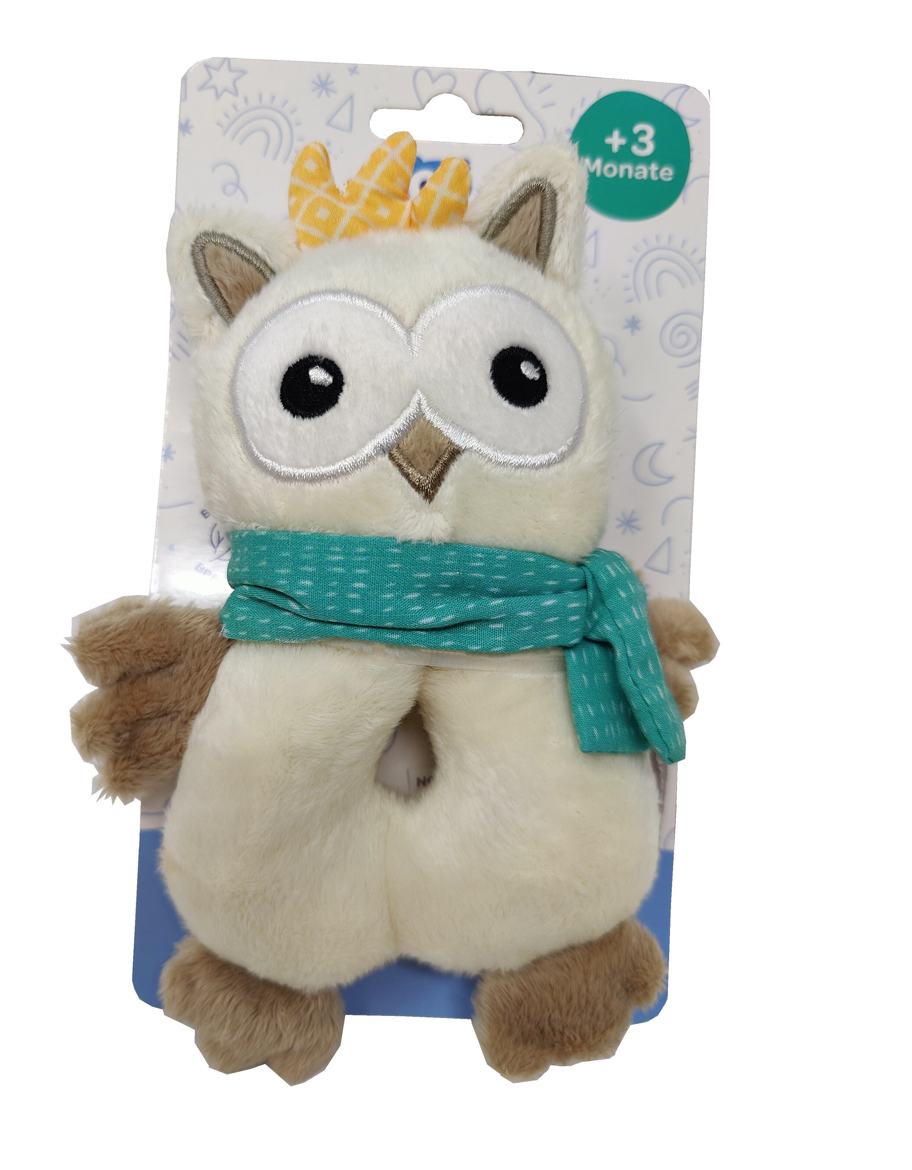 Babynova Greifling Eule oder Bär Babygreifling mit Rassel 3m+
