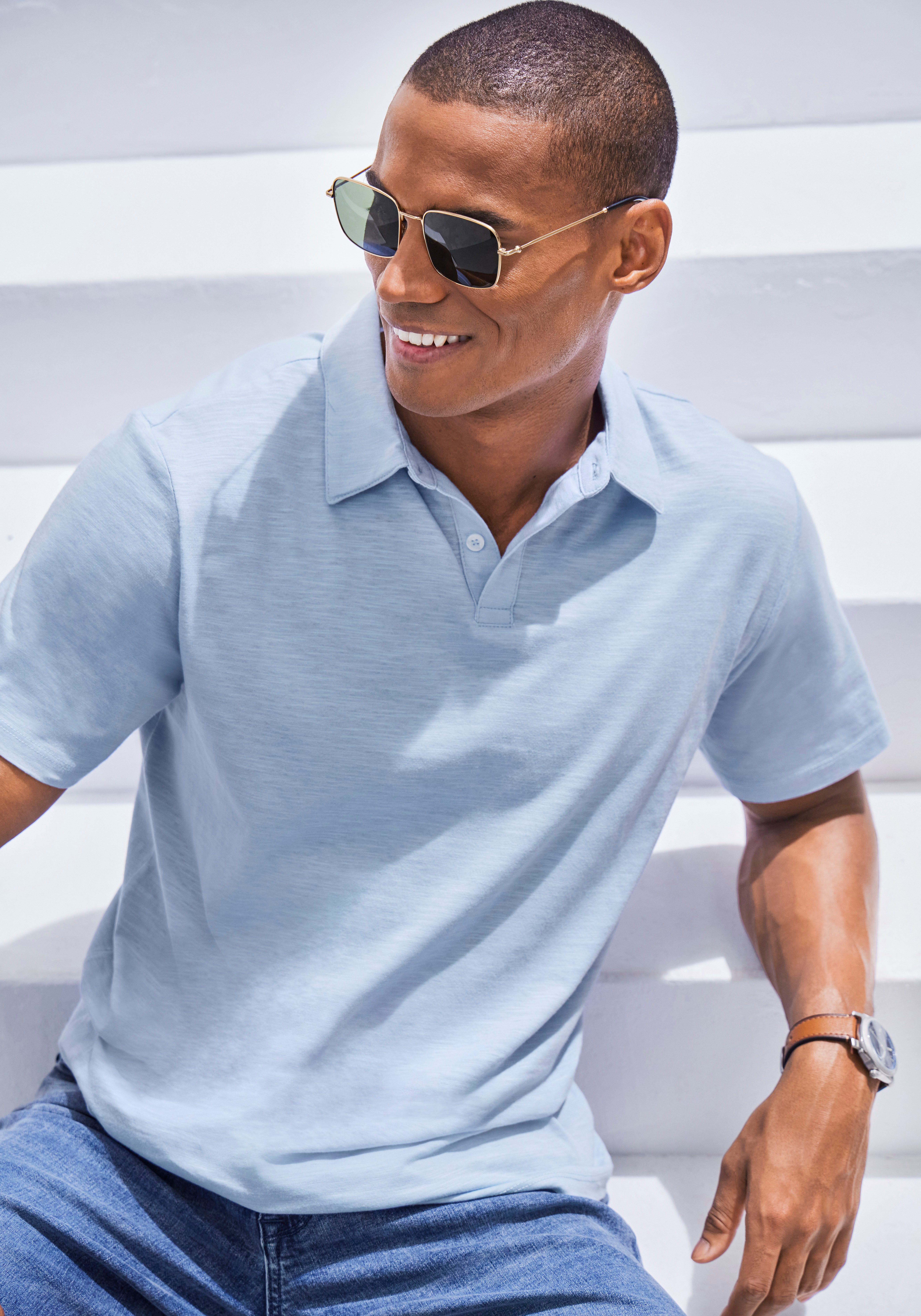 John Devin Poloshirt mit Slub-Garn Struktur (Packung, 2-tlg., 2er-Pack) aus leichter, strukturierter Baumwollqualität - im 2er-Sparpack