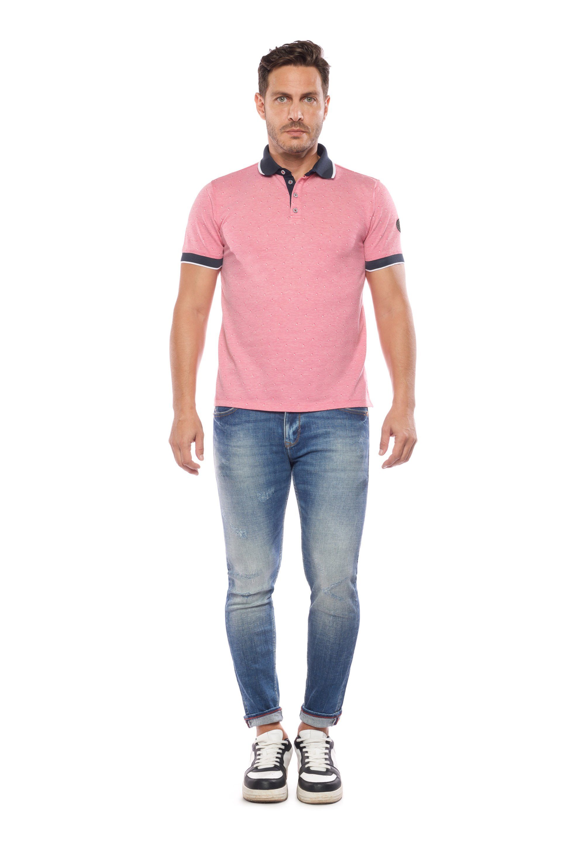 Le Temps Des POLO Poloshirt SHIRT (SHORT NOVIL lässigen SLEEVE) Cerises Kontrastdetails mit