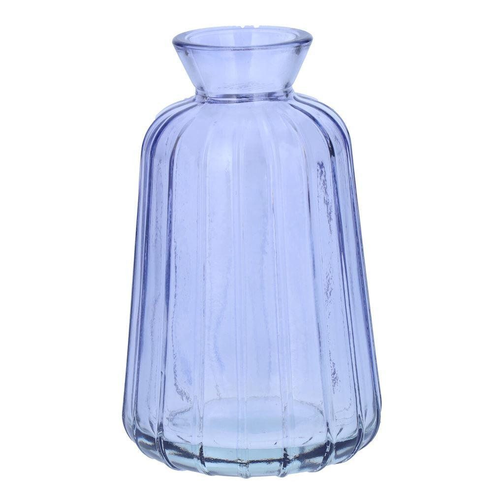 INNA-Glas Dekovase Flaschenvase TATIANA mit Rillen, flieder-klar, 11cm, Ø6,5cm