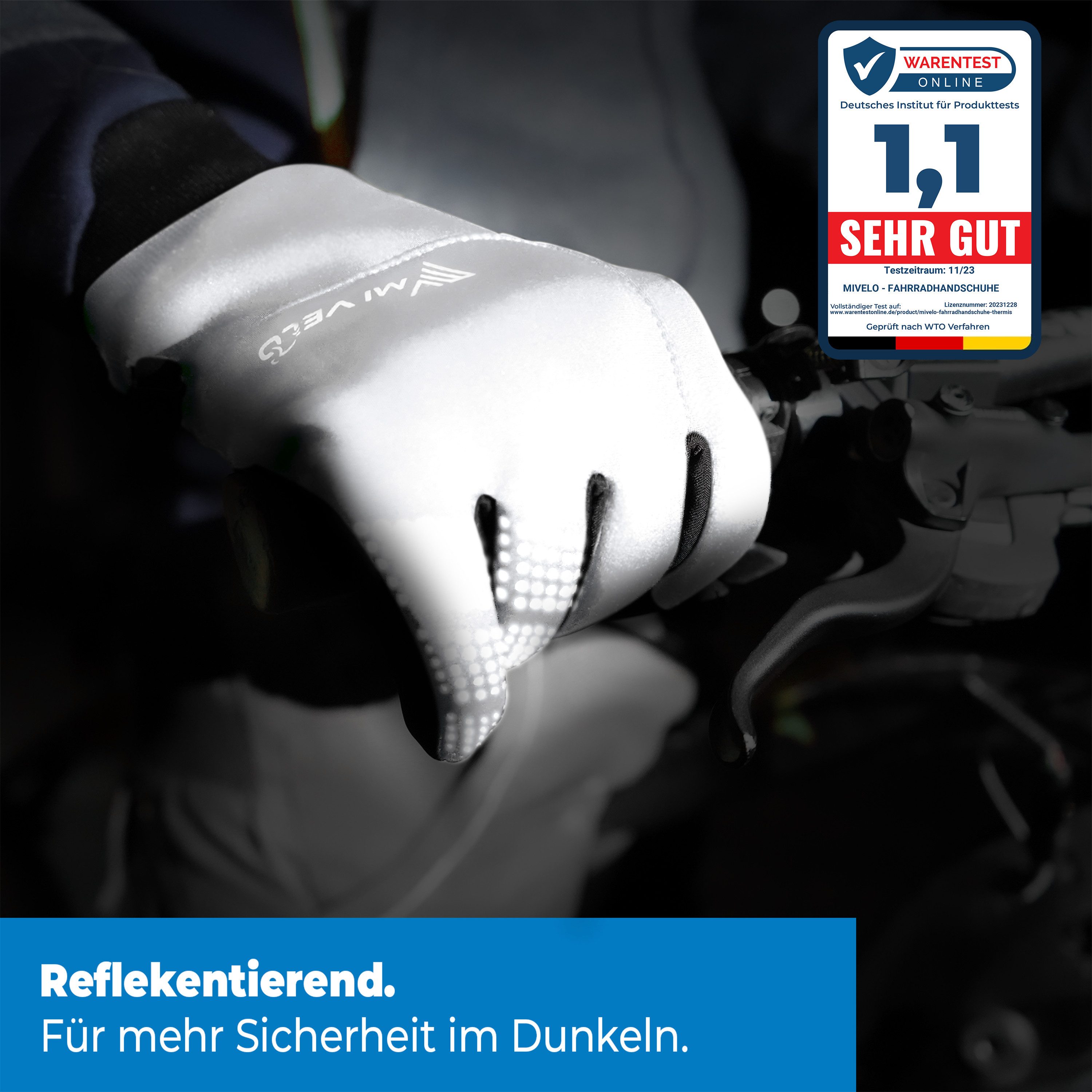 MIVELO Fahrradhandschuhe warme Winterhandschuhe wasserabweisend winddicht mit Touchscreen Funktion