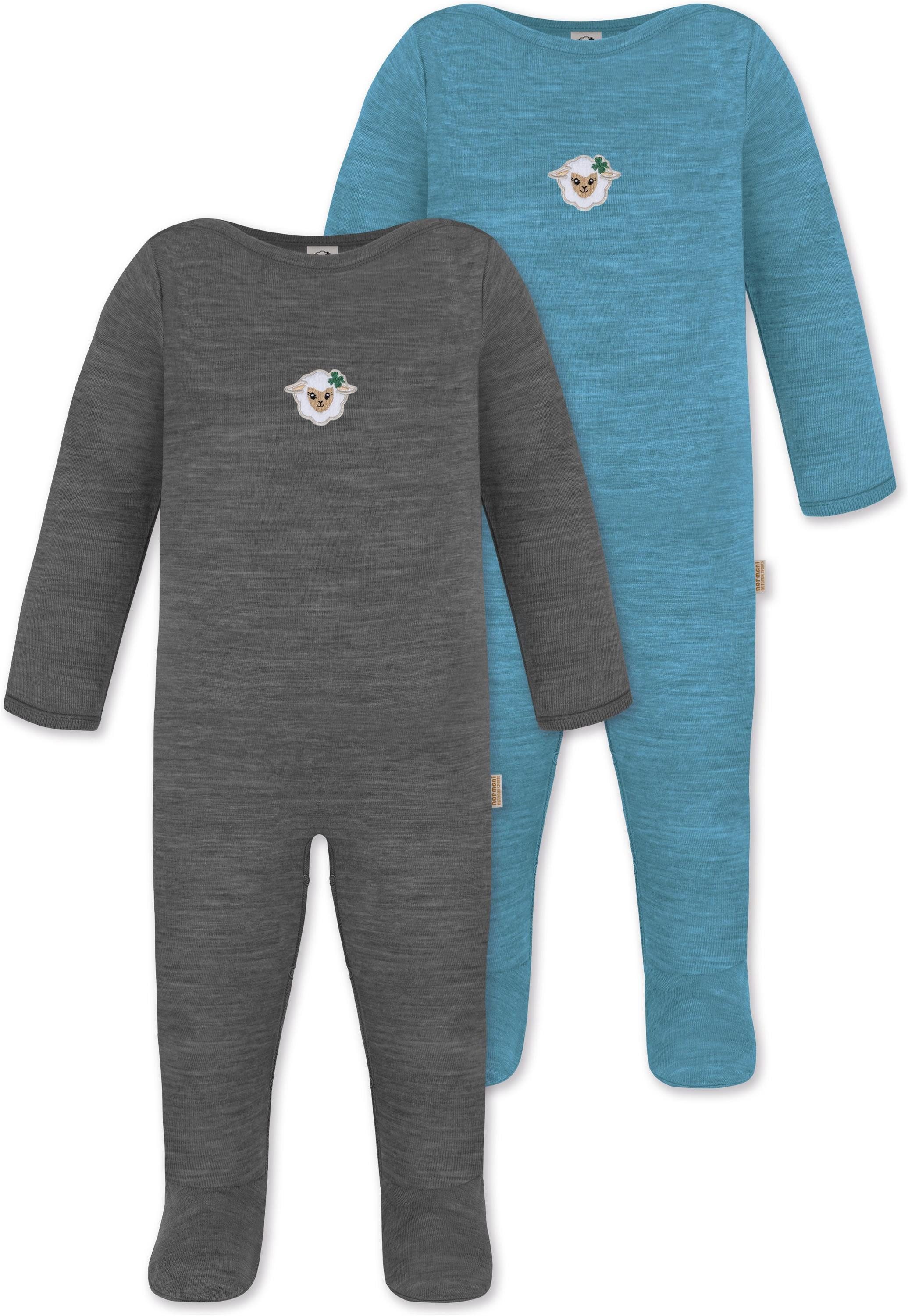 Langarmwickelbody 2er Pack MERINO Baby Merino Strampler Levin