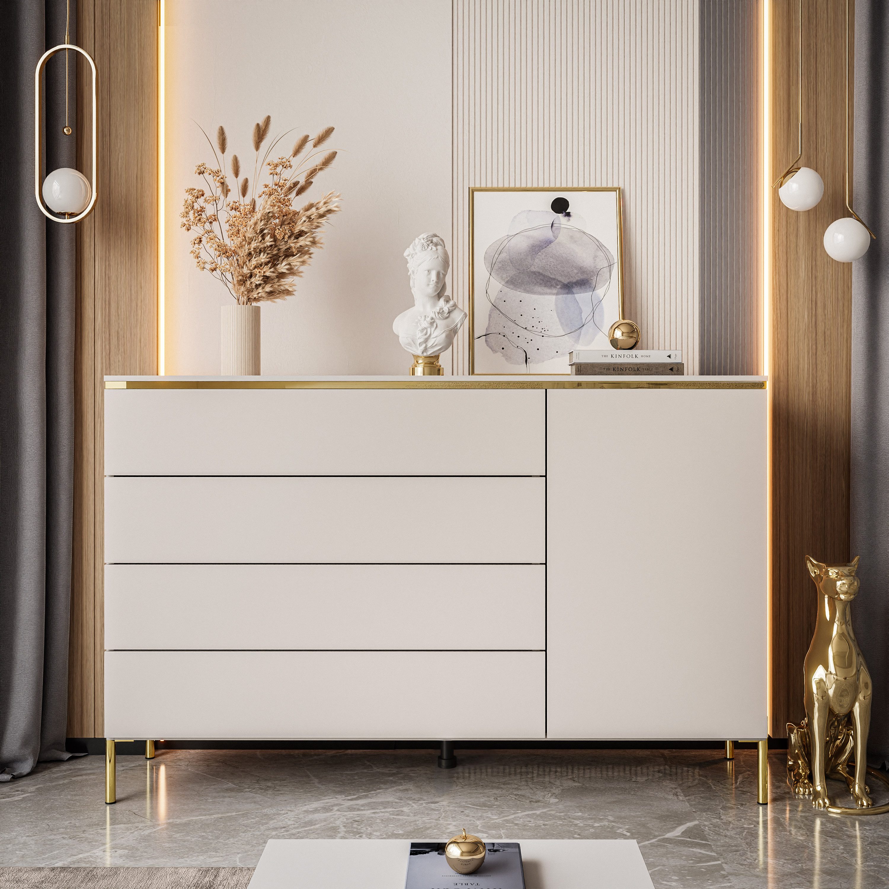 Lookway Kommode AURORA 4S1D Anrichte in KASCHMIR Schubladenschrank