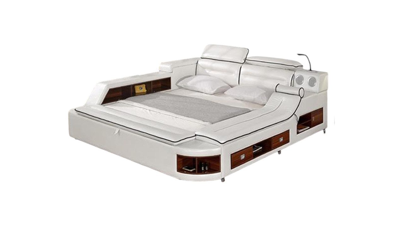 JVmoebel Multimediabett Luxus Bett Leder Betten 180x200 Multifunktion Schlafzimmer Liege (1-tlg), Made in Europa