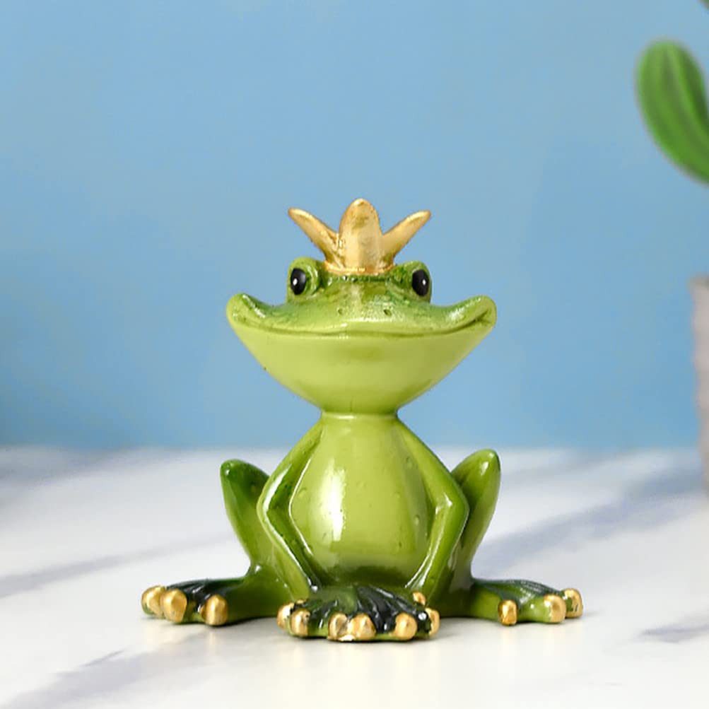 Dekofigur Frosch Statue Harz Frosch-Statue mit der Krone lebendige Kunst Figur