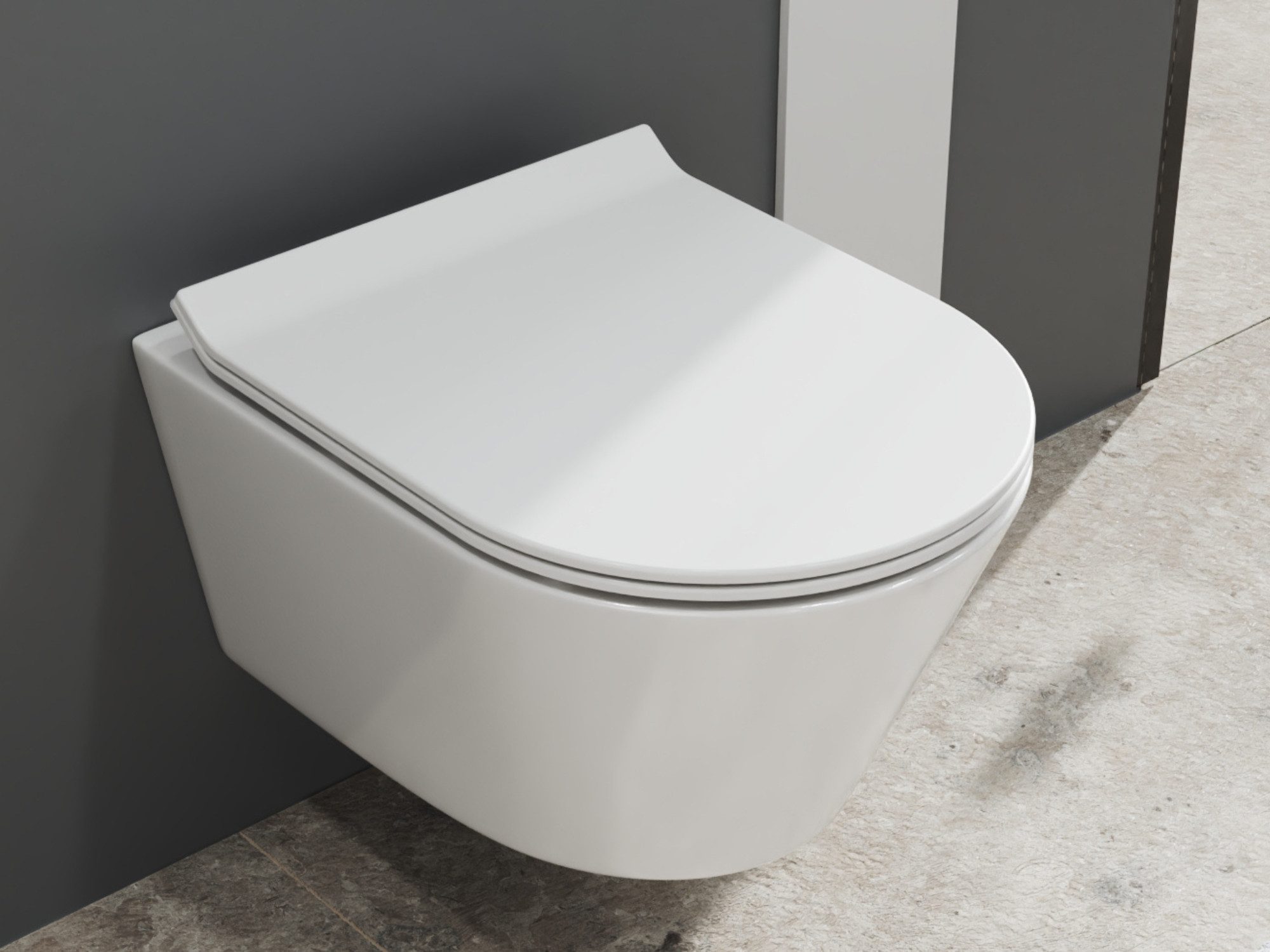 SSWW Tiefspül-WC SpülrandloseToilette Lotuseffekt mit WC-Sitz weiß Hänge-WC Tiefspüler, wandhängend, Abgang waagerecht, Sanitärkeramik