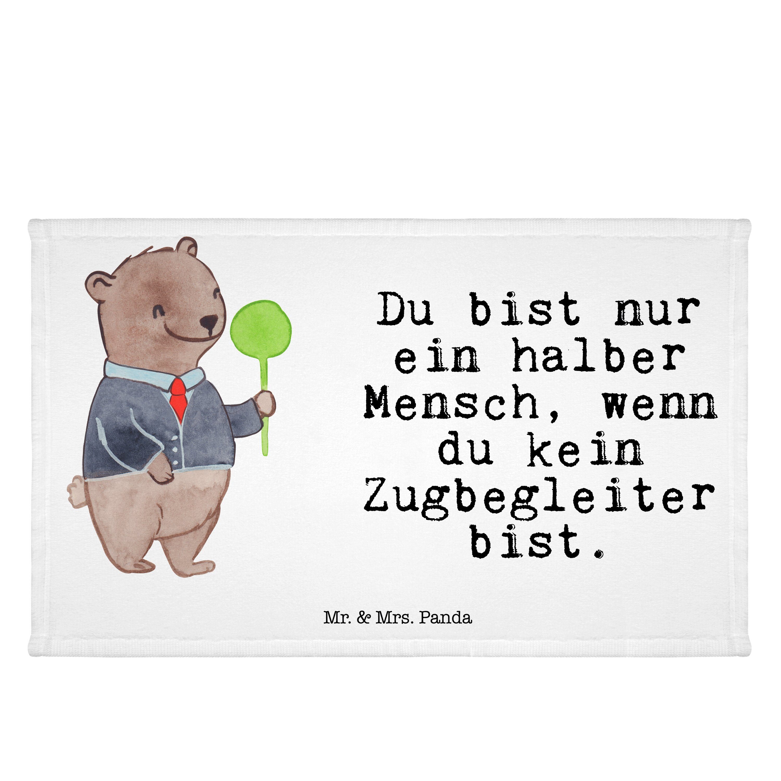Mr. & Mrs. Panda Handtuch Zugbegleiter mit Herz - Weiß - Geschenk, Frottier, Reisehandtuch, Fir, (1-St)