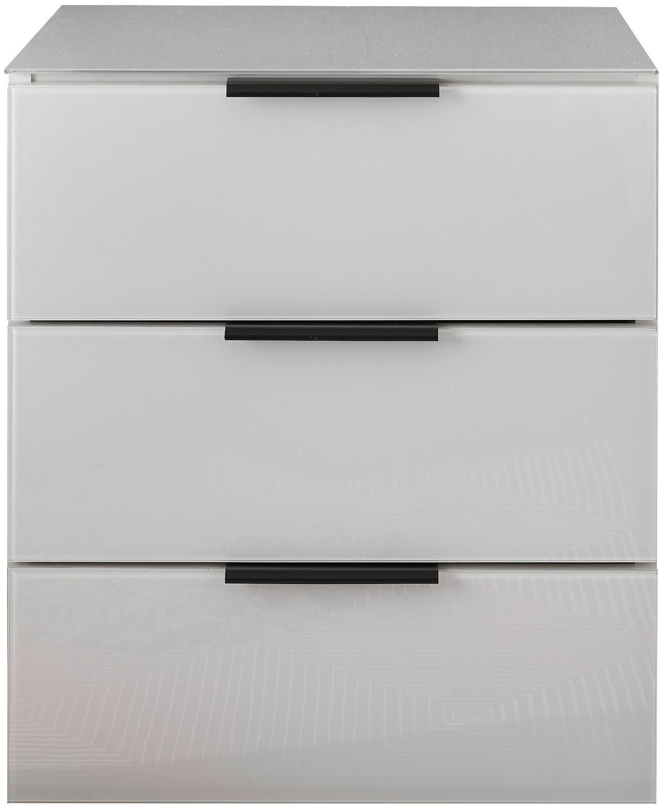 Schlafkontor Nachtkommode Pari Nachtkonsole, Nachtschrank, Nachttisch, mit 3 Schubkastenfronten aus Glas