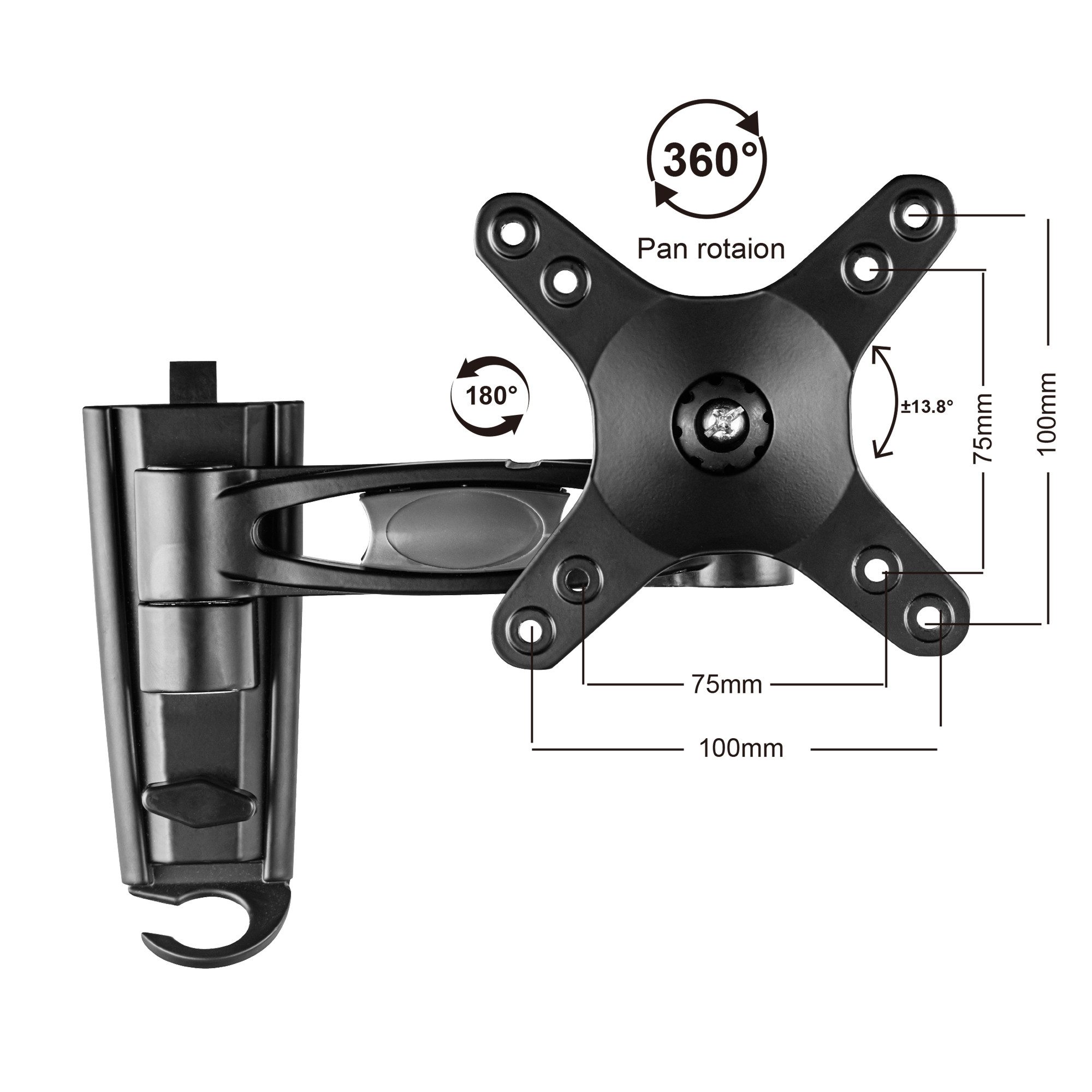 Cello TV-Wandhalterung Flex 360 TV‑Wandhalterung 10–43", neig‑, schwenk‑ & drehbar, (bis 43 Zoll, Set, TV‑Wandhalterung, Montagematerial, Bedienungsanleitung, Vollbewegliche TV‑Wandhalterung, Neige‑, Schwenk‑ und Drehfunktion)