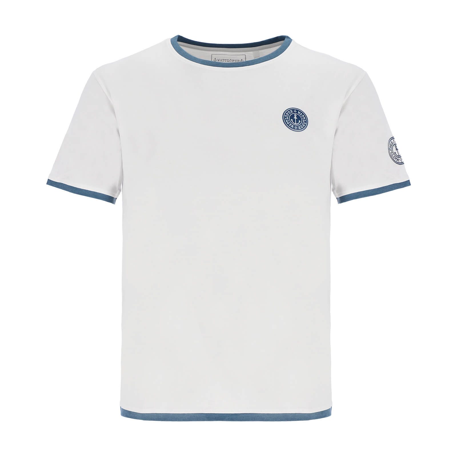 Wattlöper T-Shirt 11409 Herren Kurzarm-Shirt Backprint maritim & Stickerei "meer LEBEN" Sommershirt & Freizeitshirt Rundhalsausschnitt mit Rückenprint