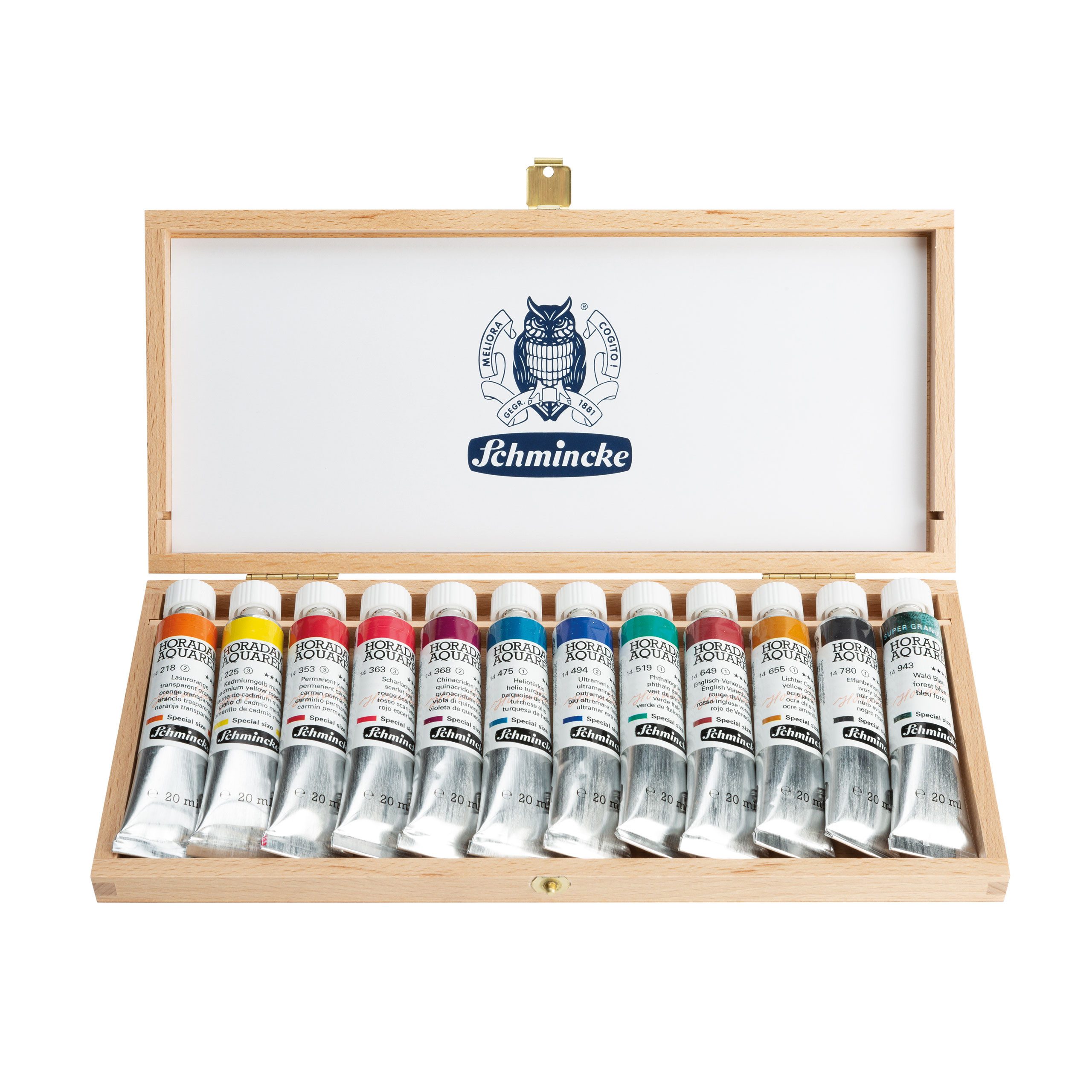 Schmincke Aquarellfarbe Horadam Holzkasten - Sondergröße - 12 x 20ml - 74 658 097