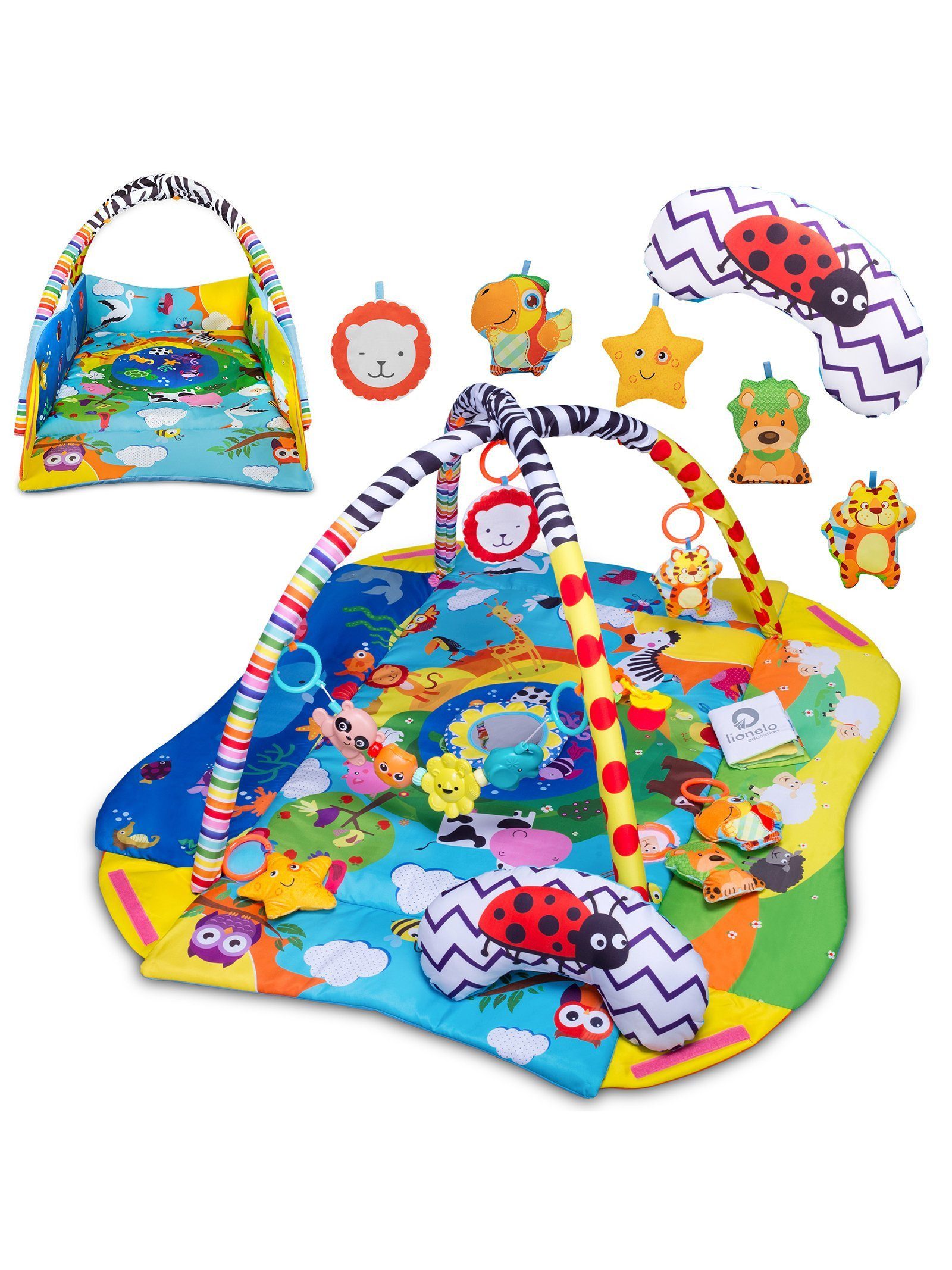 lionelo Spielmatte ANIKA PLUS (Set, 2in1 Lernspielmatte mit Laufstallfunktion), 2in1 Matte/Laufstall/Isolierter Boden/Fördert Entwicklung