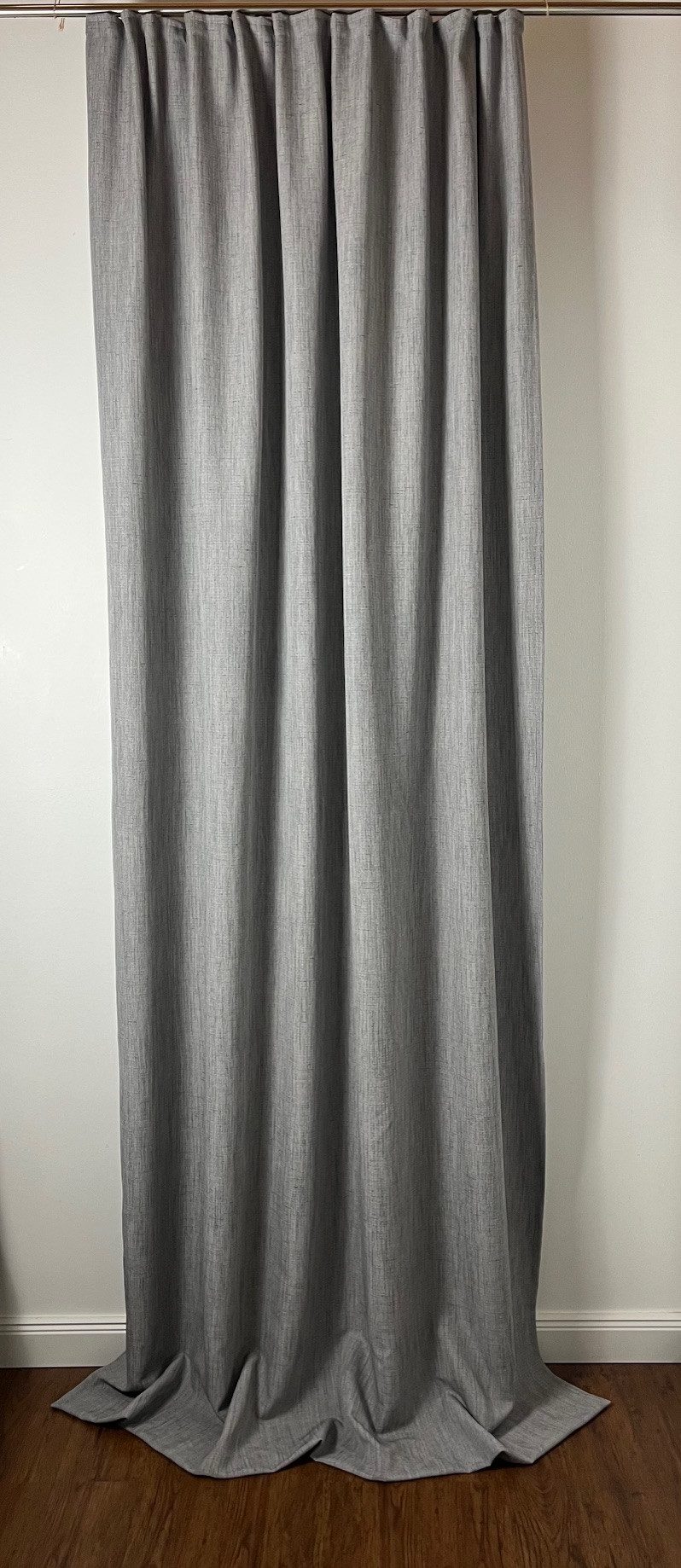novumfix Vorhang Cornwall hellgrau, Leinenstruktur, Kräuselband extra hoch bis 400 cm, blickdicht