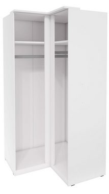 Helvetia Kleiderschrank Olvera (1 Eckkleiderschrank, 1-St., Kunststoffgriffe ohne Beleuchtung) 109x64x216cm weiß / weiß Hochglanz 1 Teilig